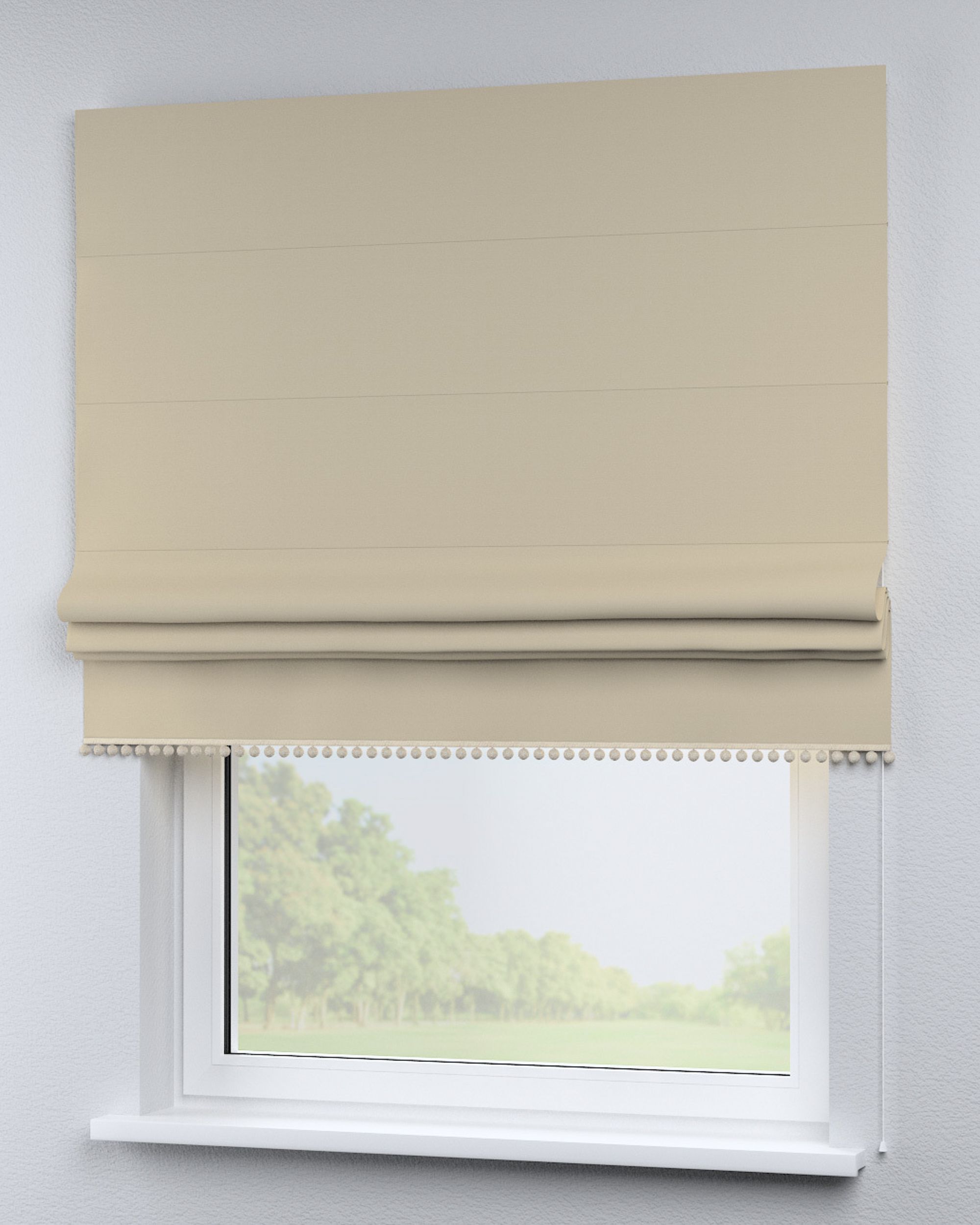 Roman blind with pompoms colour beige (hover)