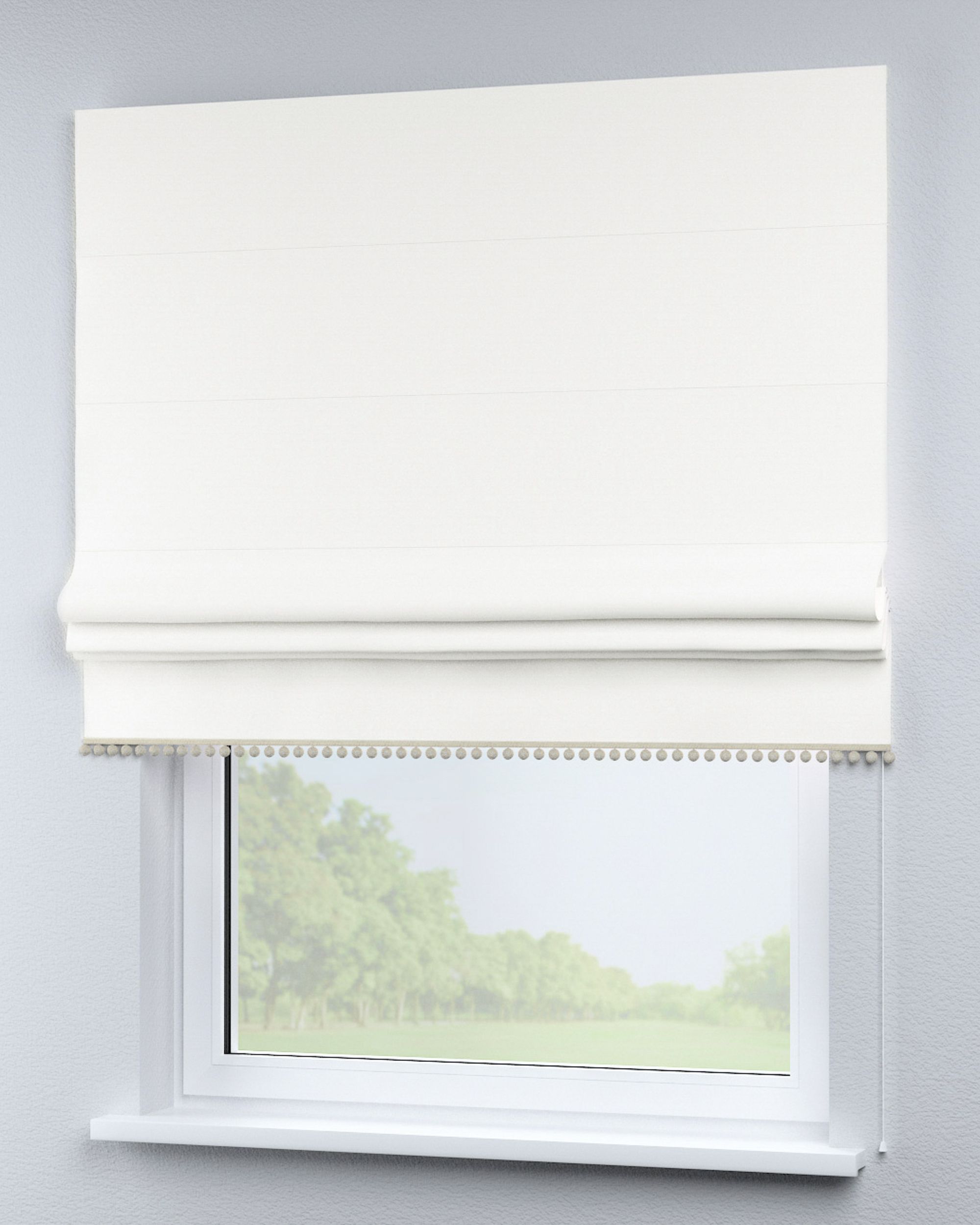 Roman blind with pompoms colour white (hover)