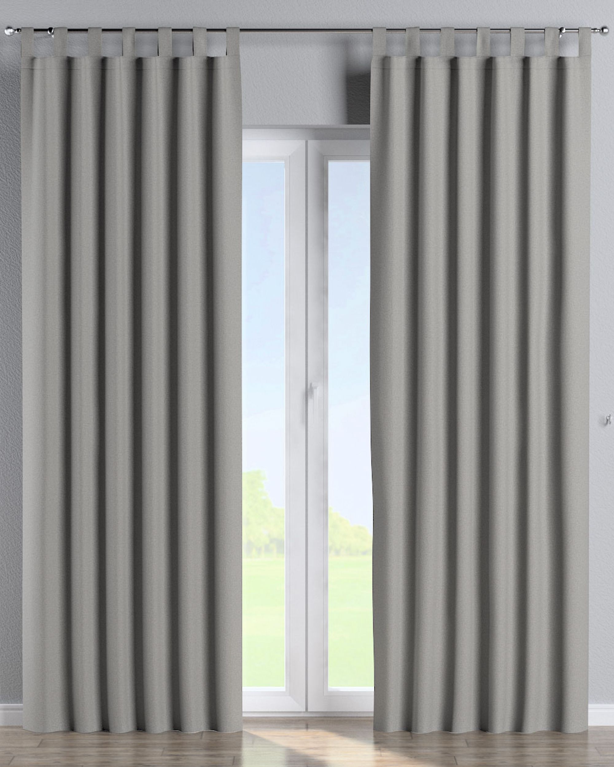 Tab top curtains colour grey fabric structured, blackout