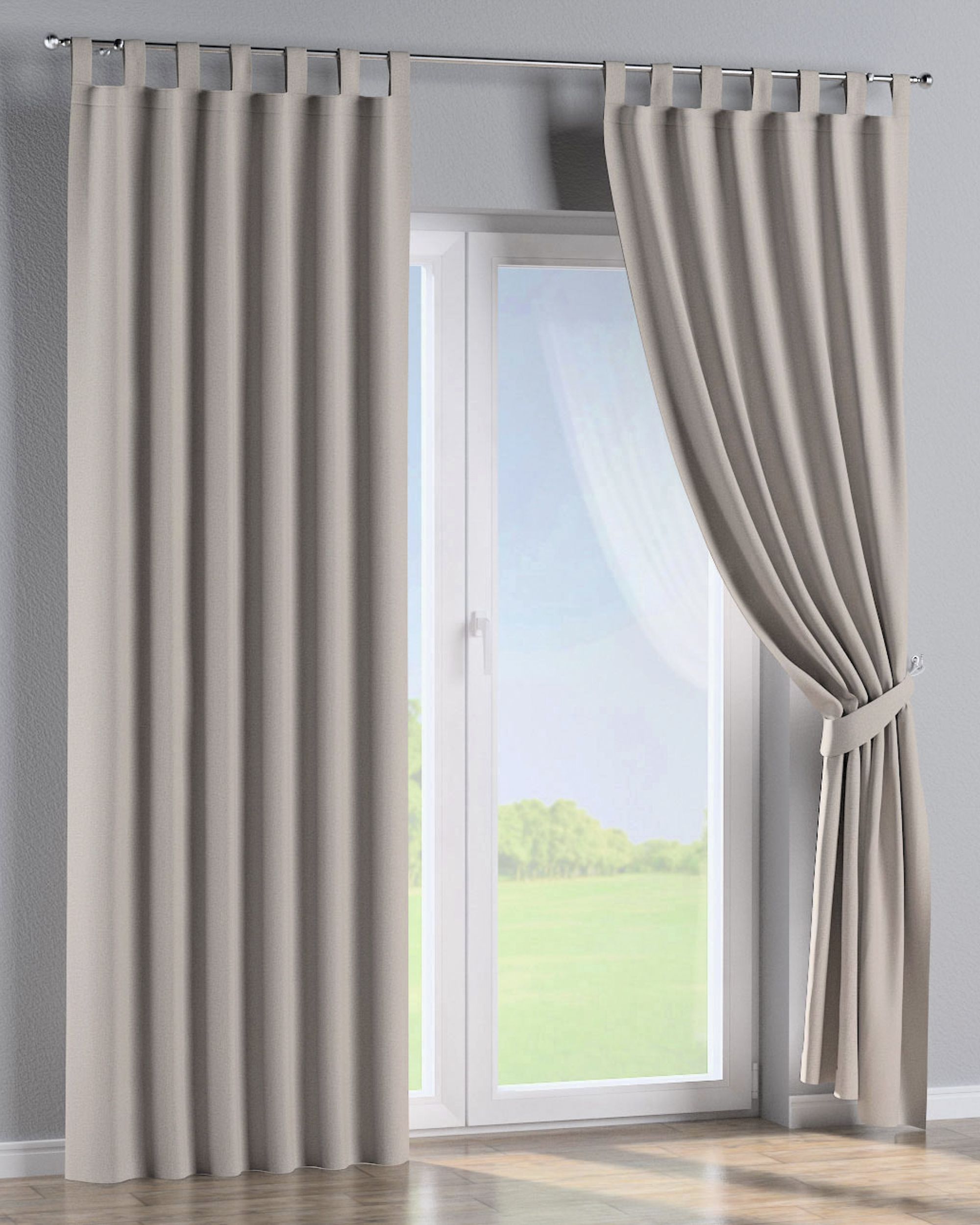 Tab top curtains colour beige fabric blackout (hover)
