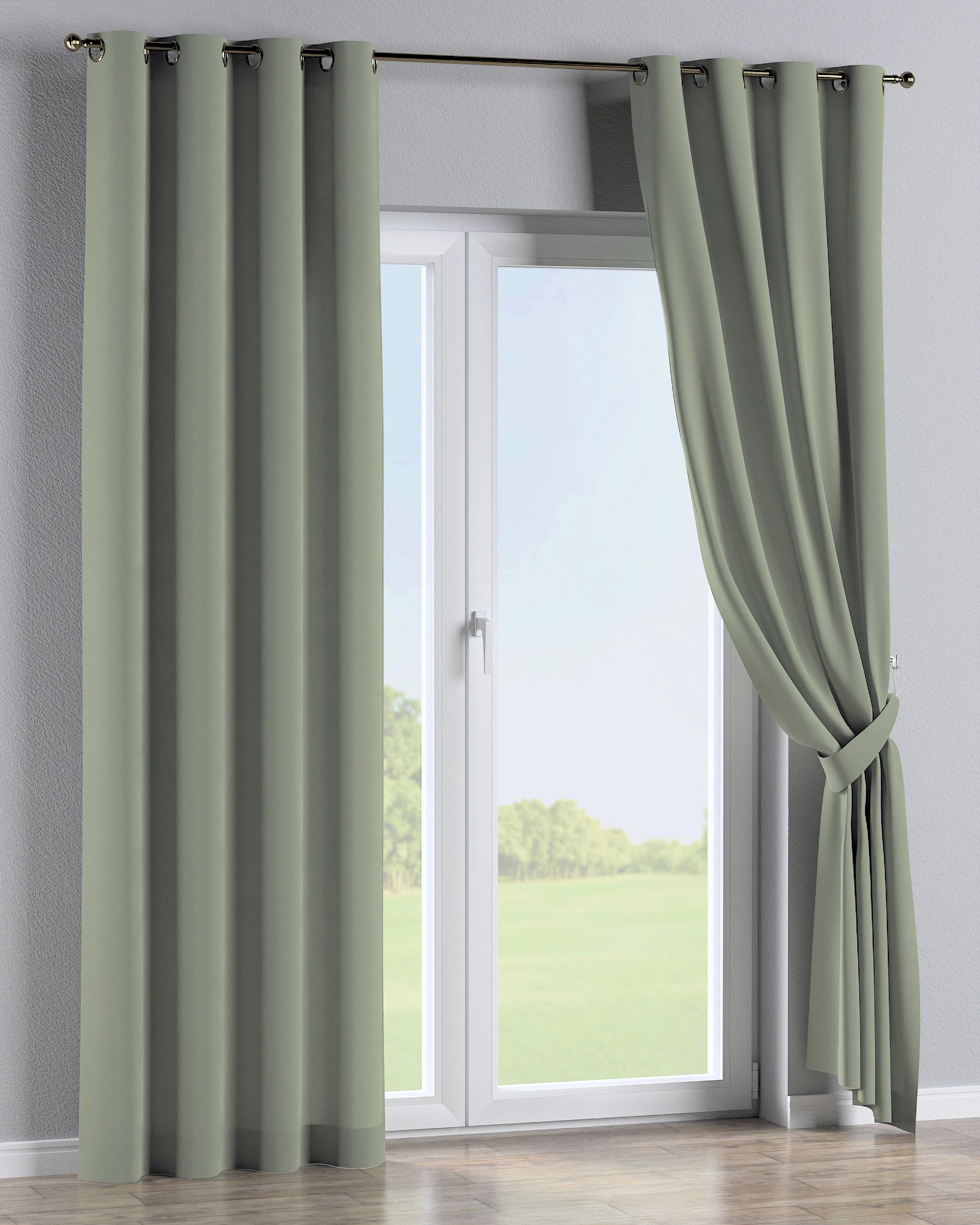 Eyelet curtains colour green (hover)