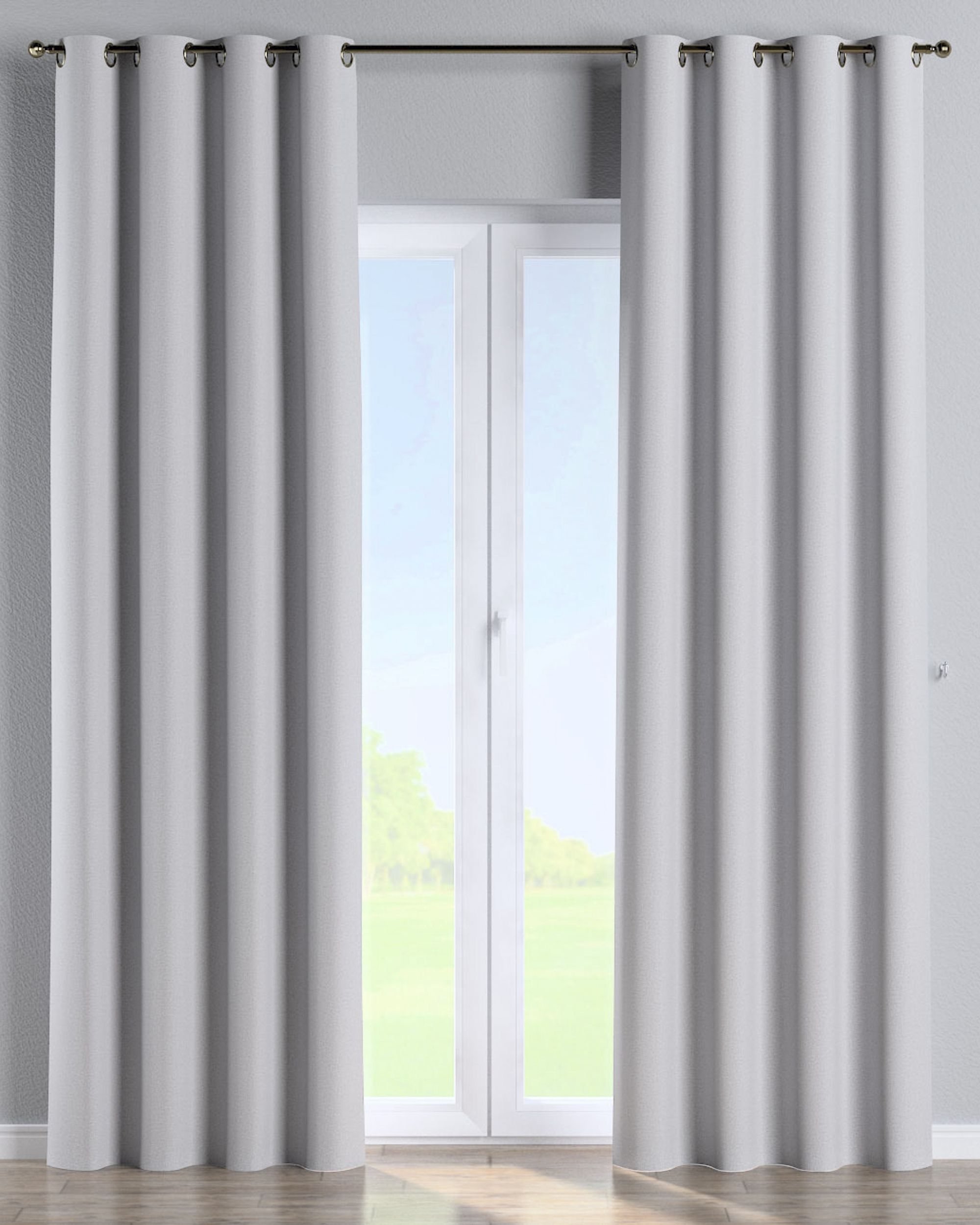 Eyelet curtains colour grey fabric structured, blackout