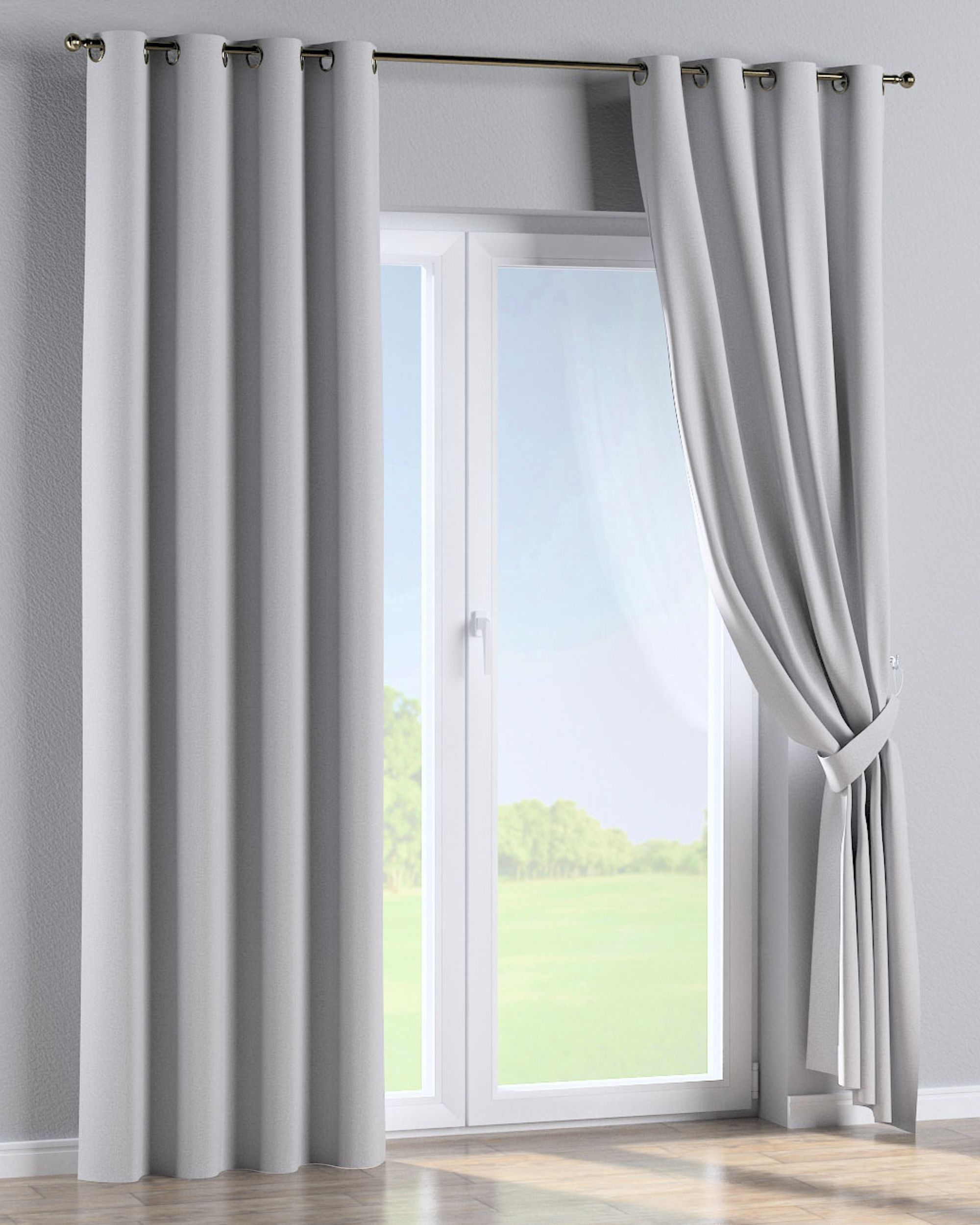 Eyelet curtains colour grey fabric structured, blackout (hover)