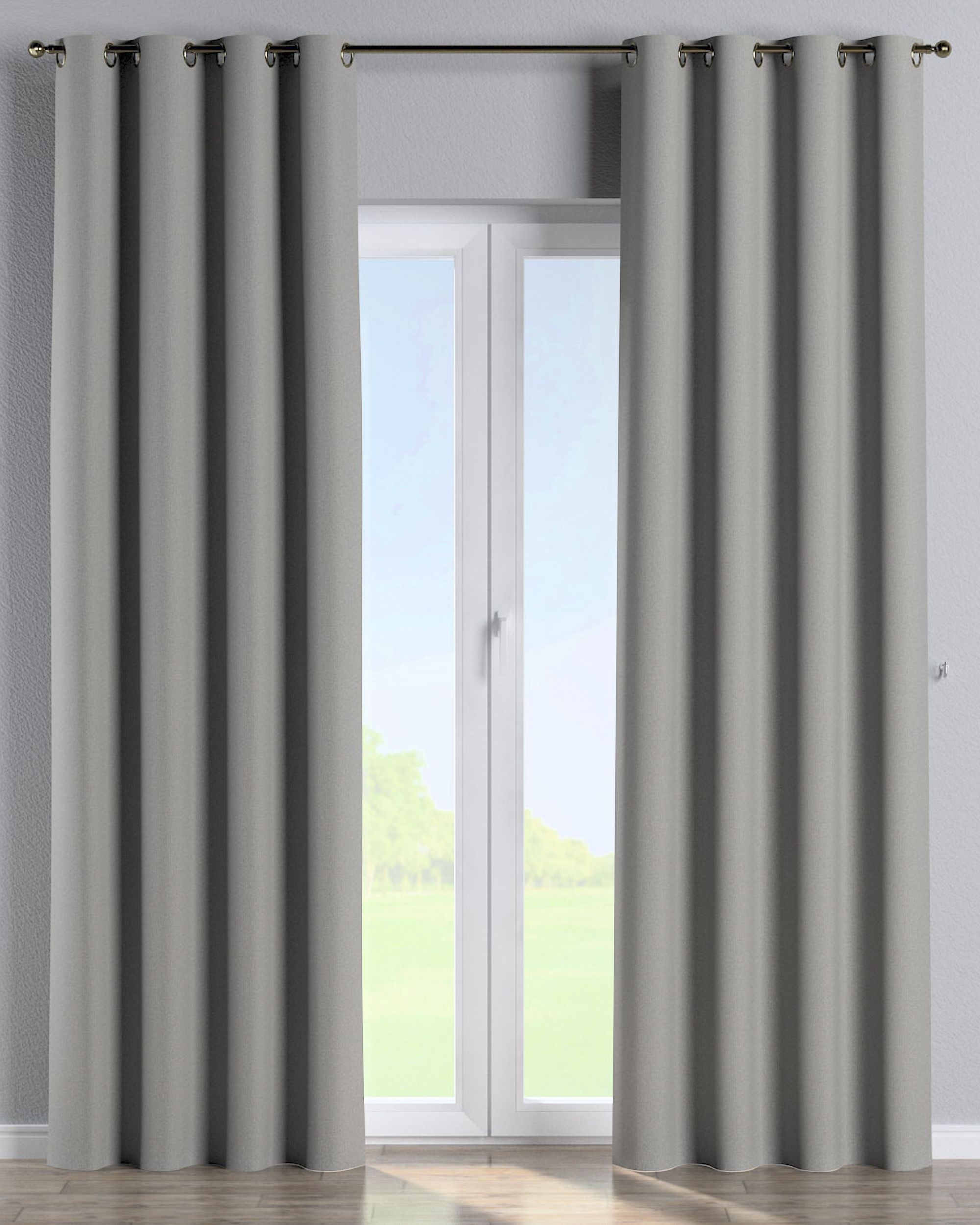 Eyelet curtains colour grey fabric structured, blackout