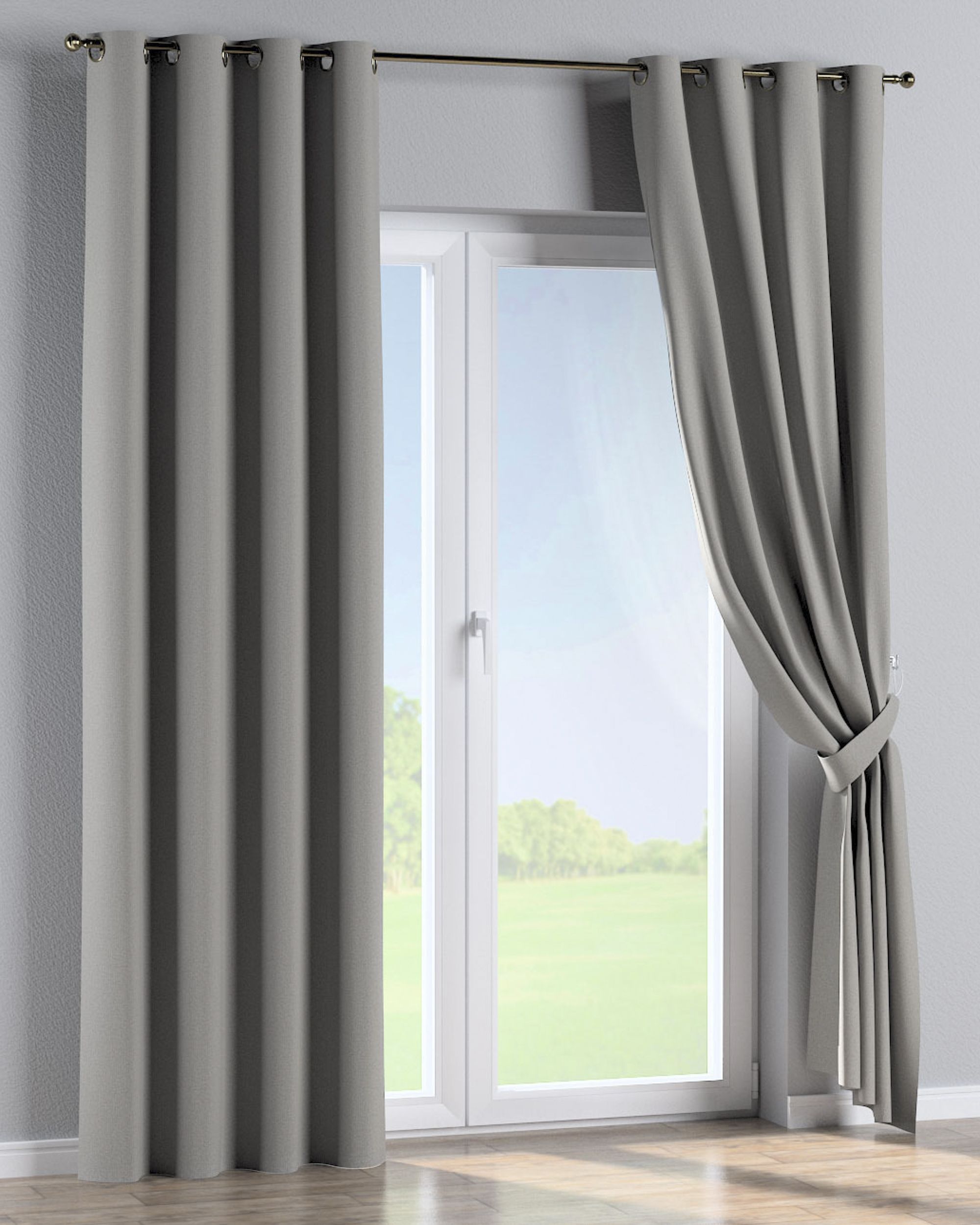 Eyelet curtains colour grey fabric structured, blackout (hover)