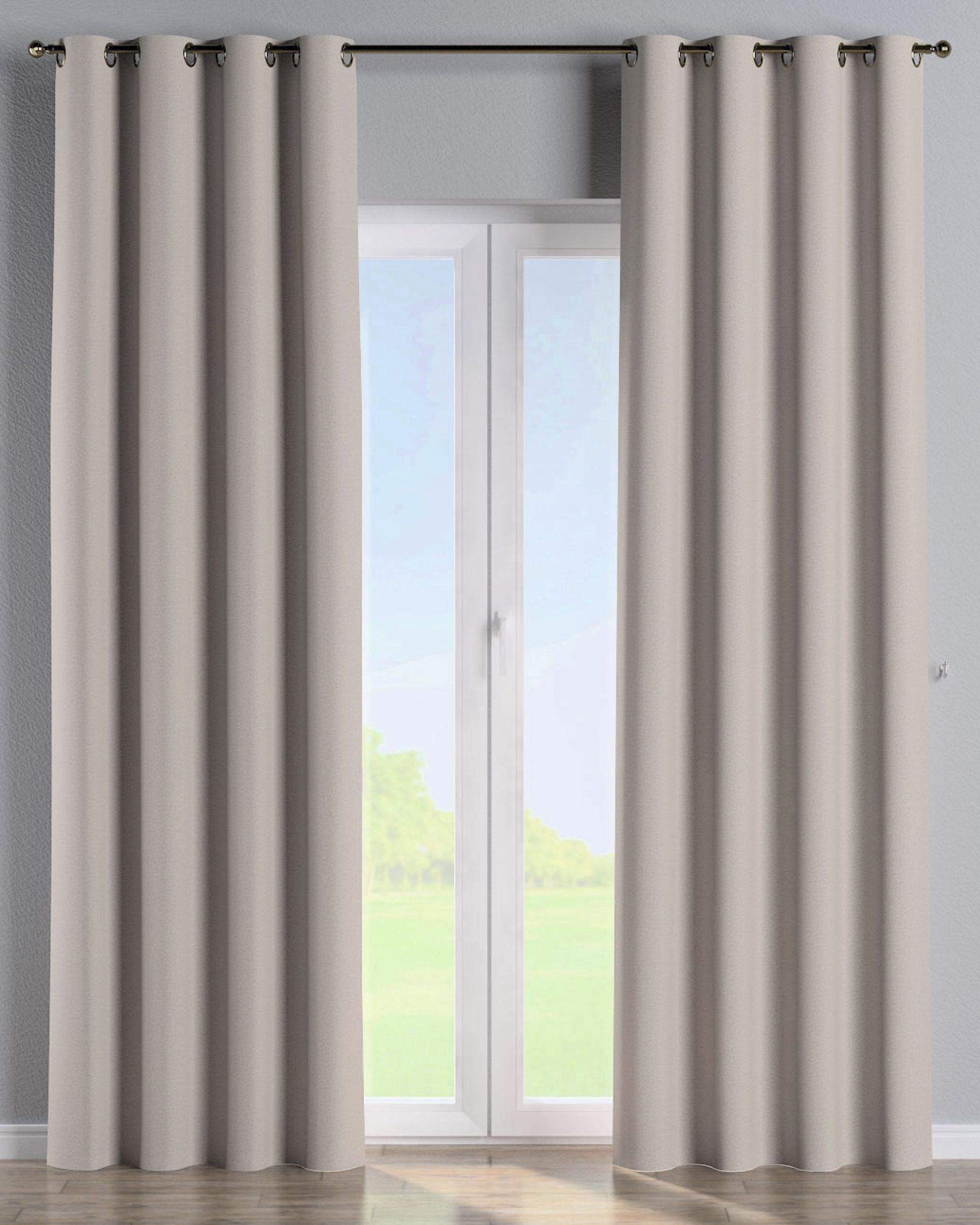 Eyelet curtains colour beige fabric blackout