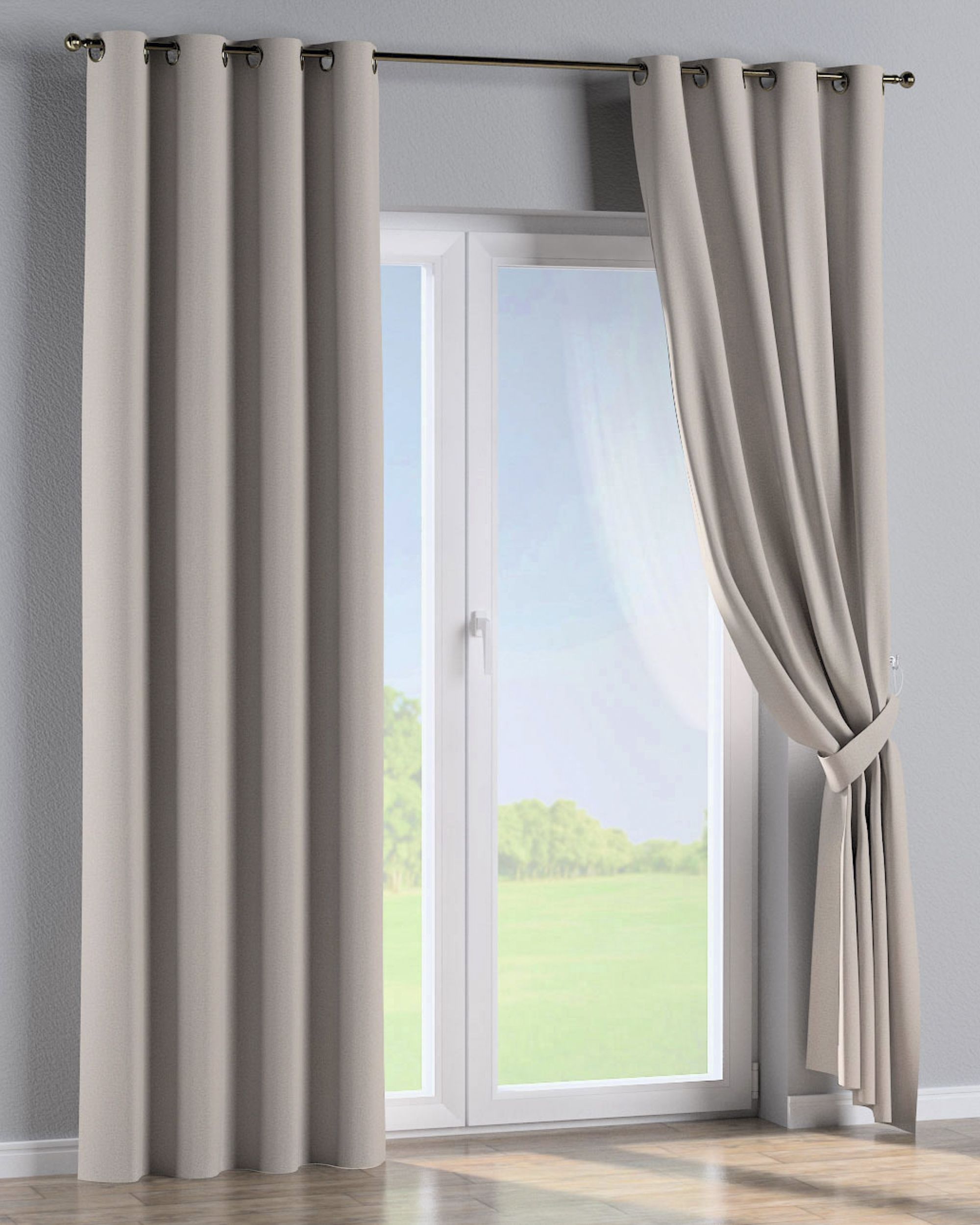 Eyelet curtains colour beige fabric blackout (hover)