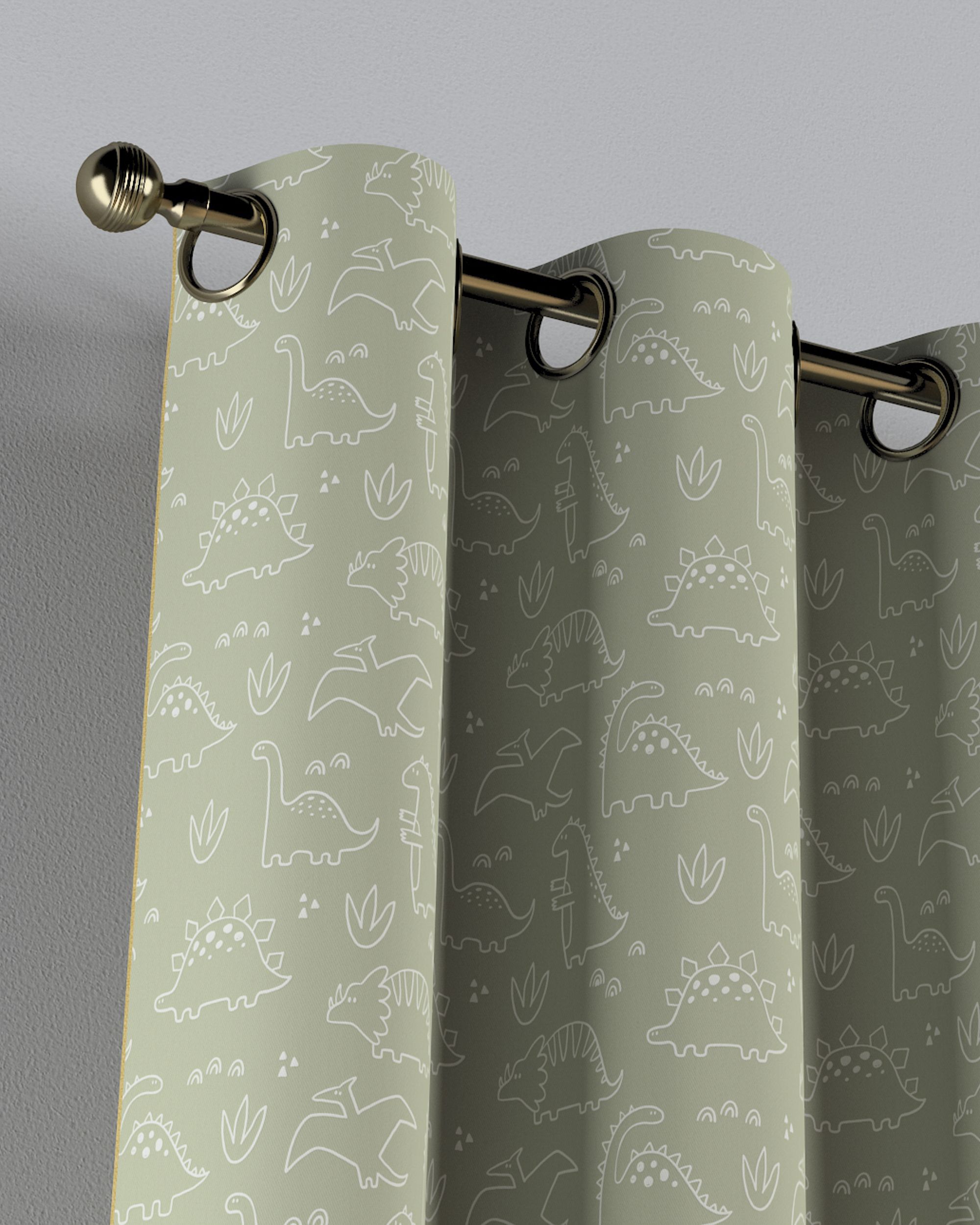 Eyelet curtains colour green fabric patterned (hover)