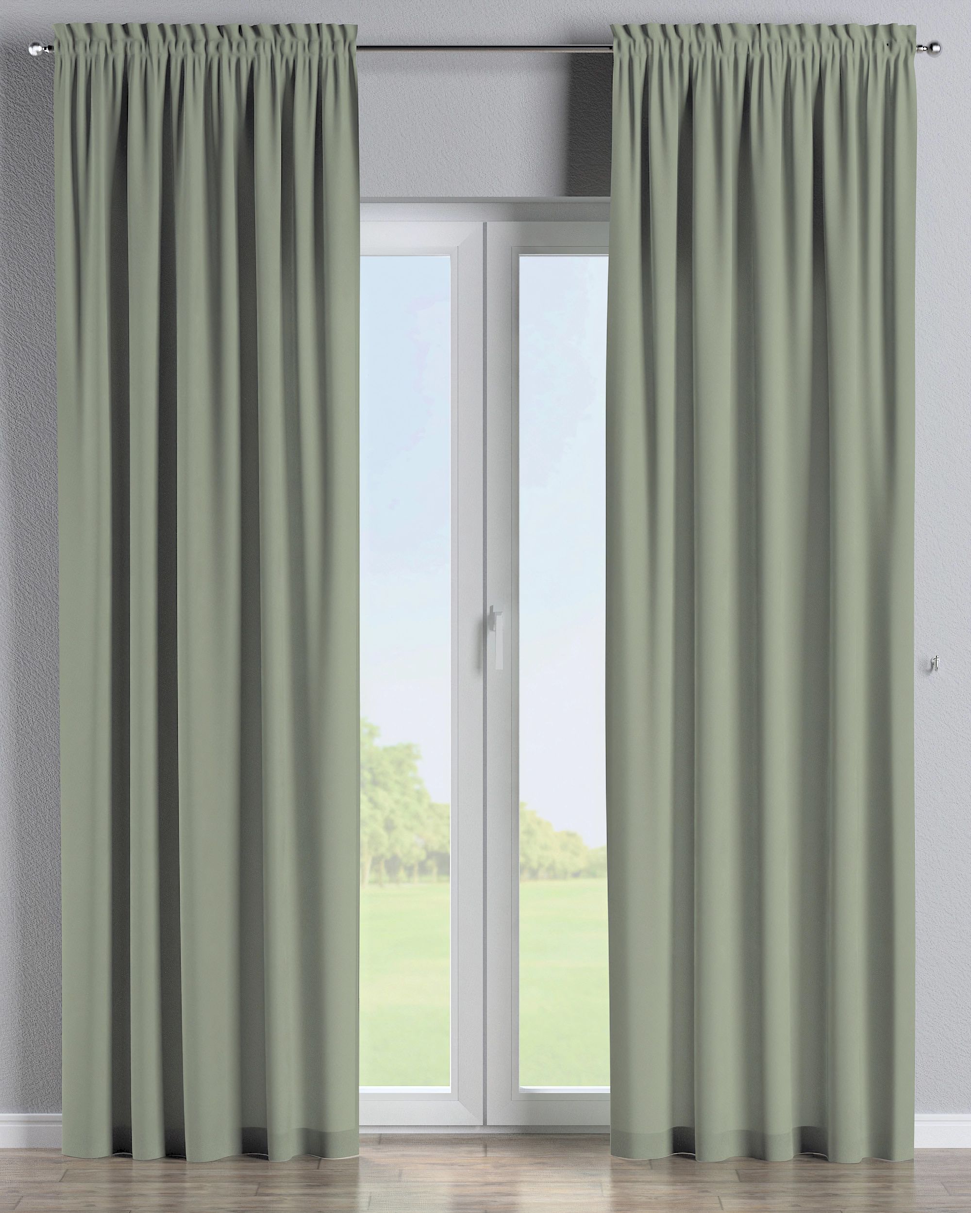 Slot and frill curtains colour green