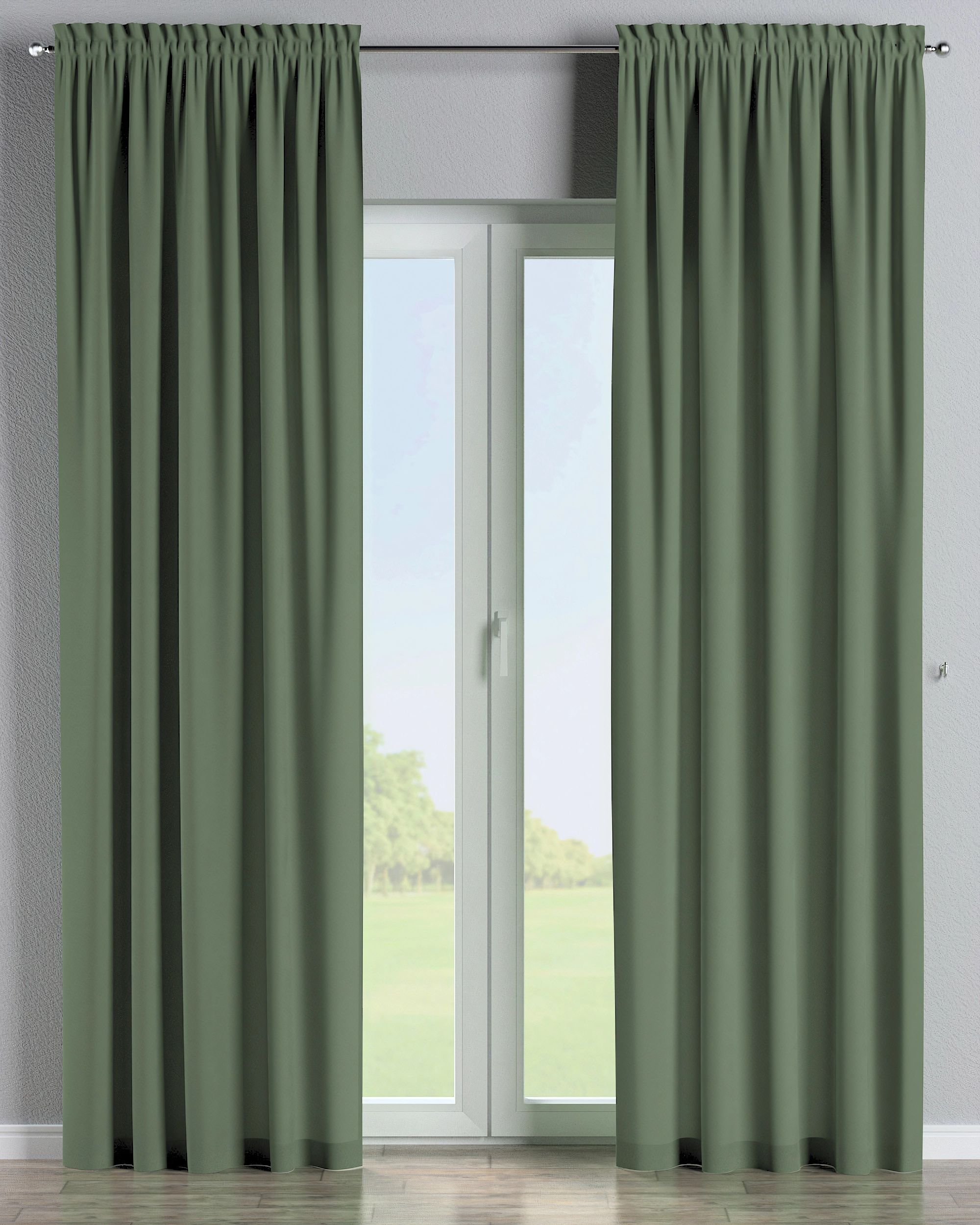 Slot and frill curtains colour green