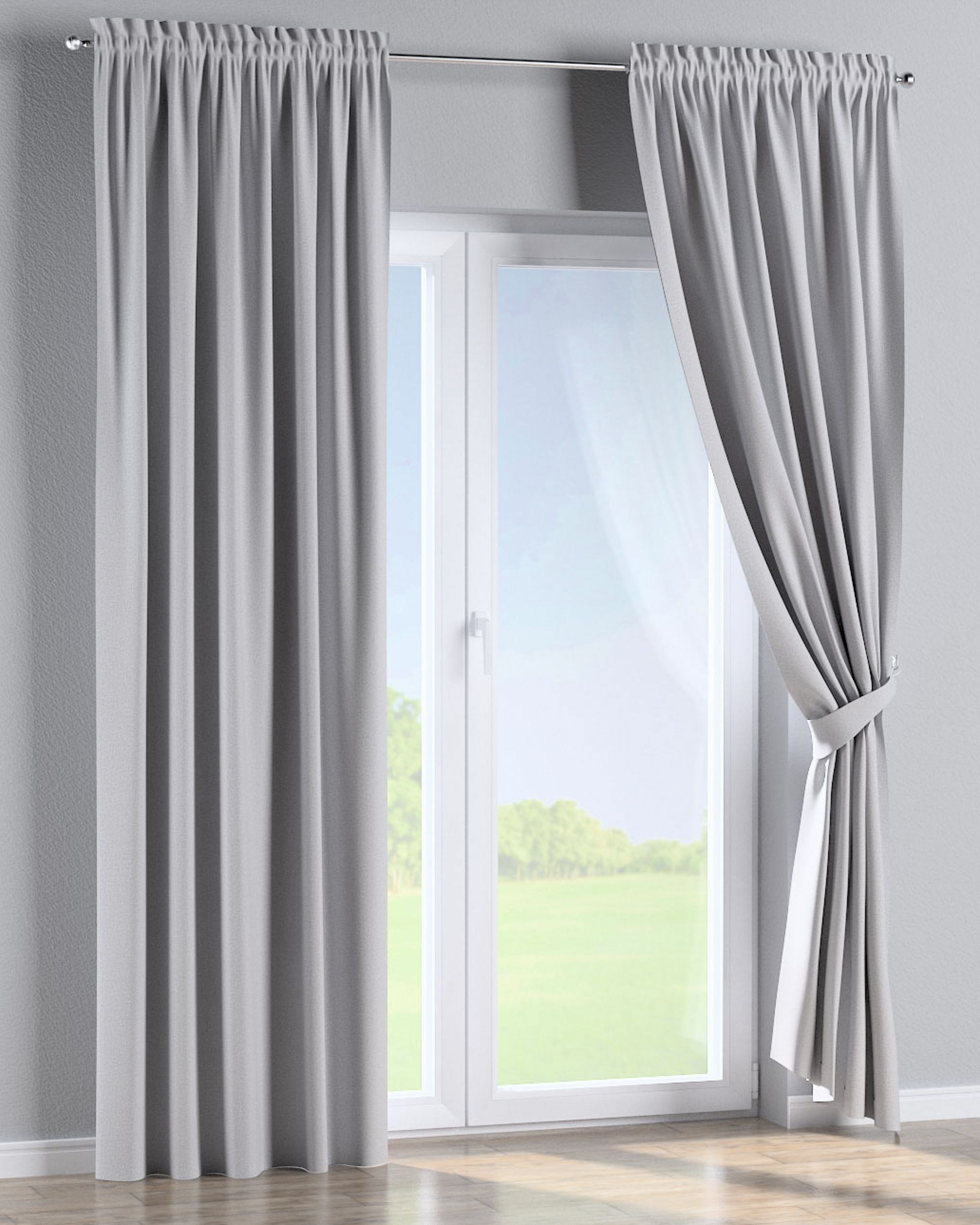 Slot and frill curtains colour grey fabric structured, blackout (hover)