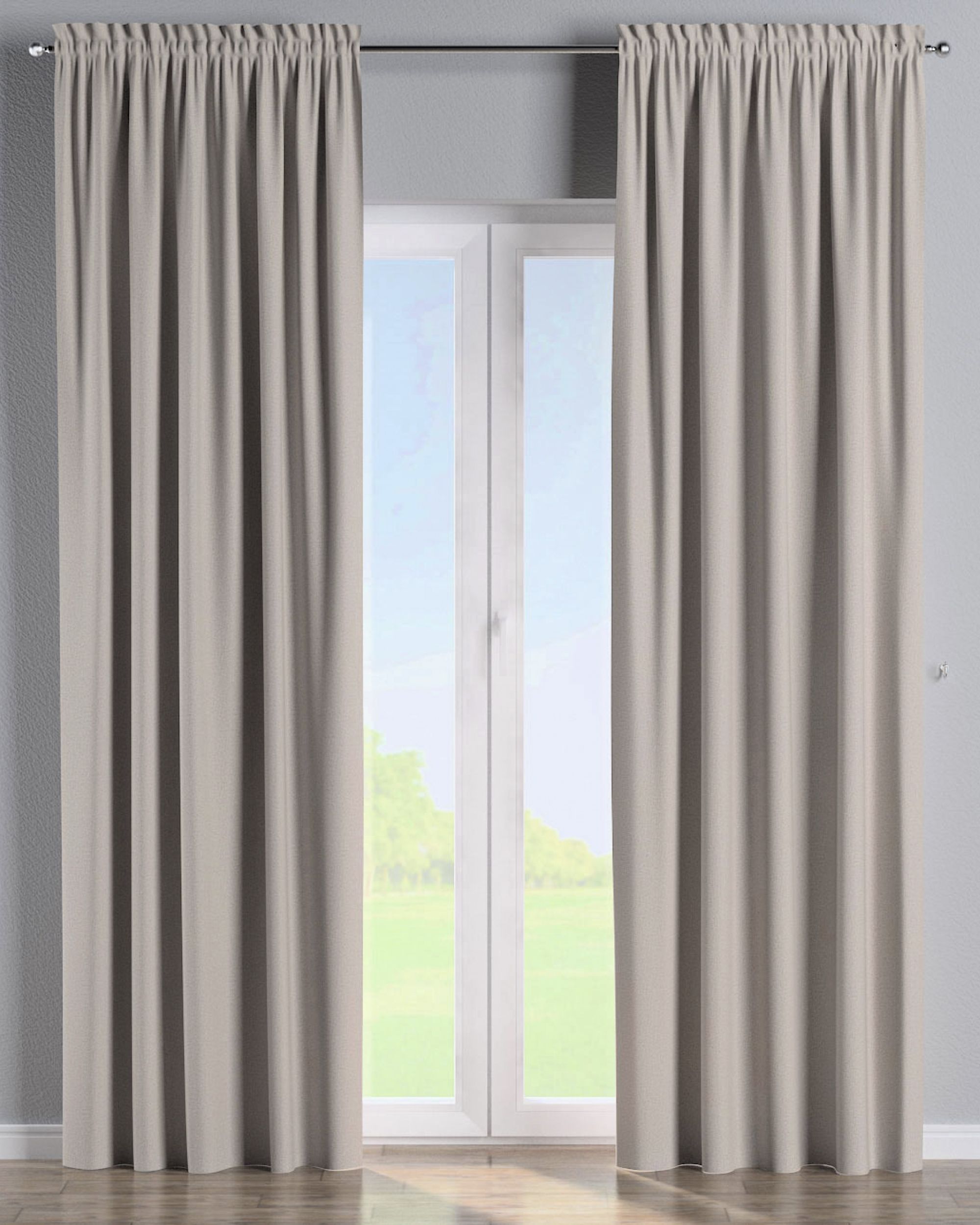 Slot and frill curtains colour beige fabric blackout