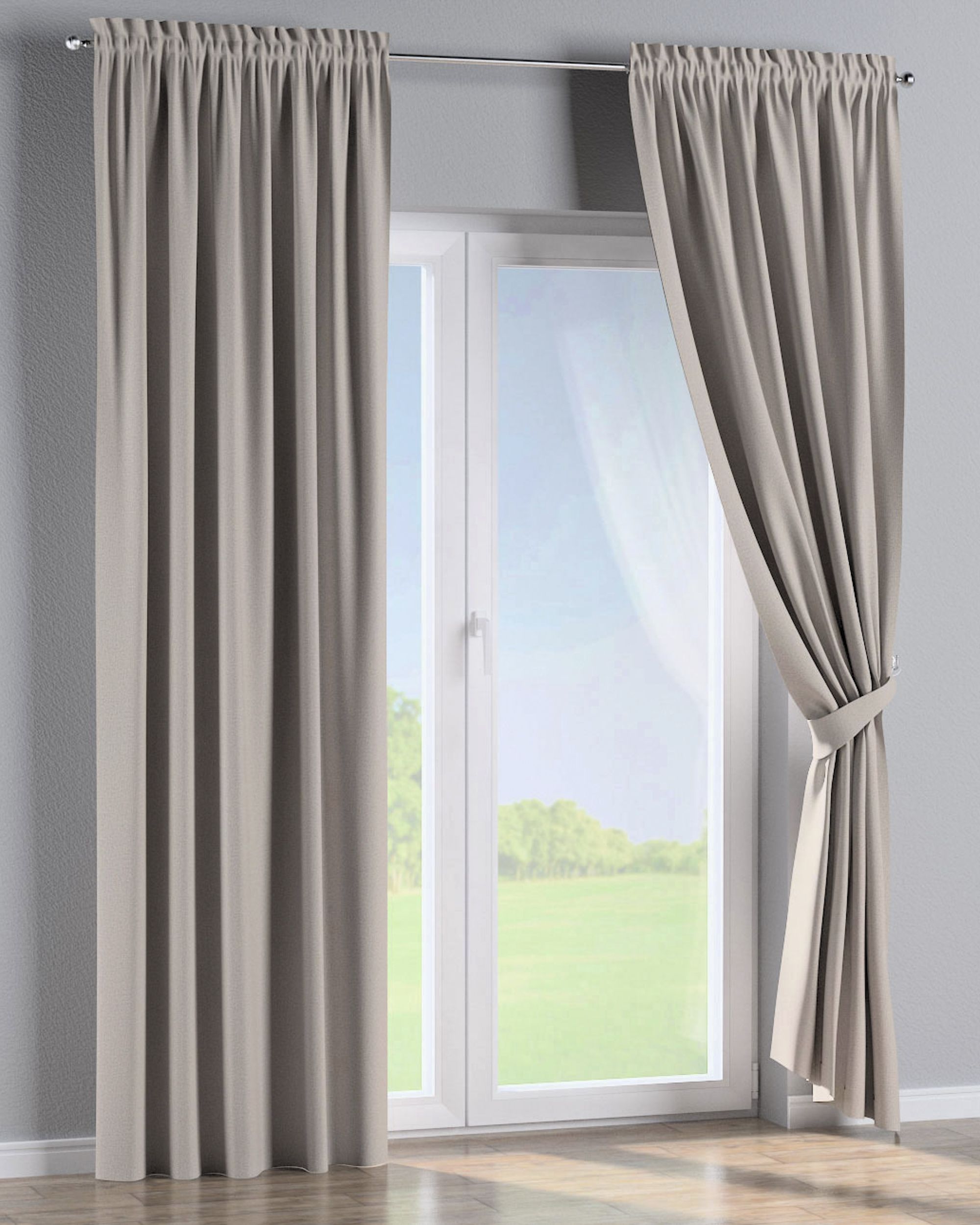 Slot and frill curtains colour beige fabric blackout (hover)