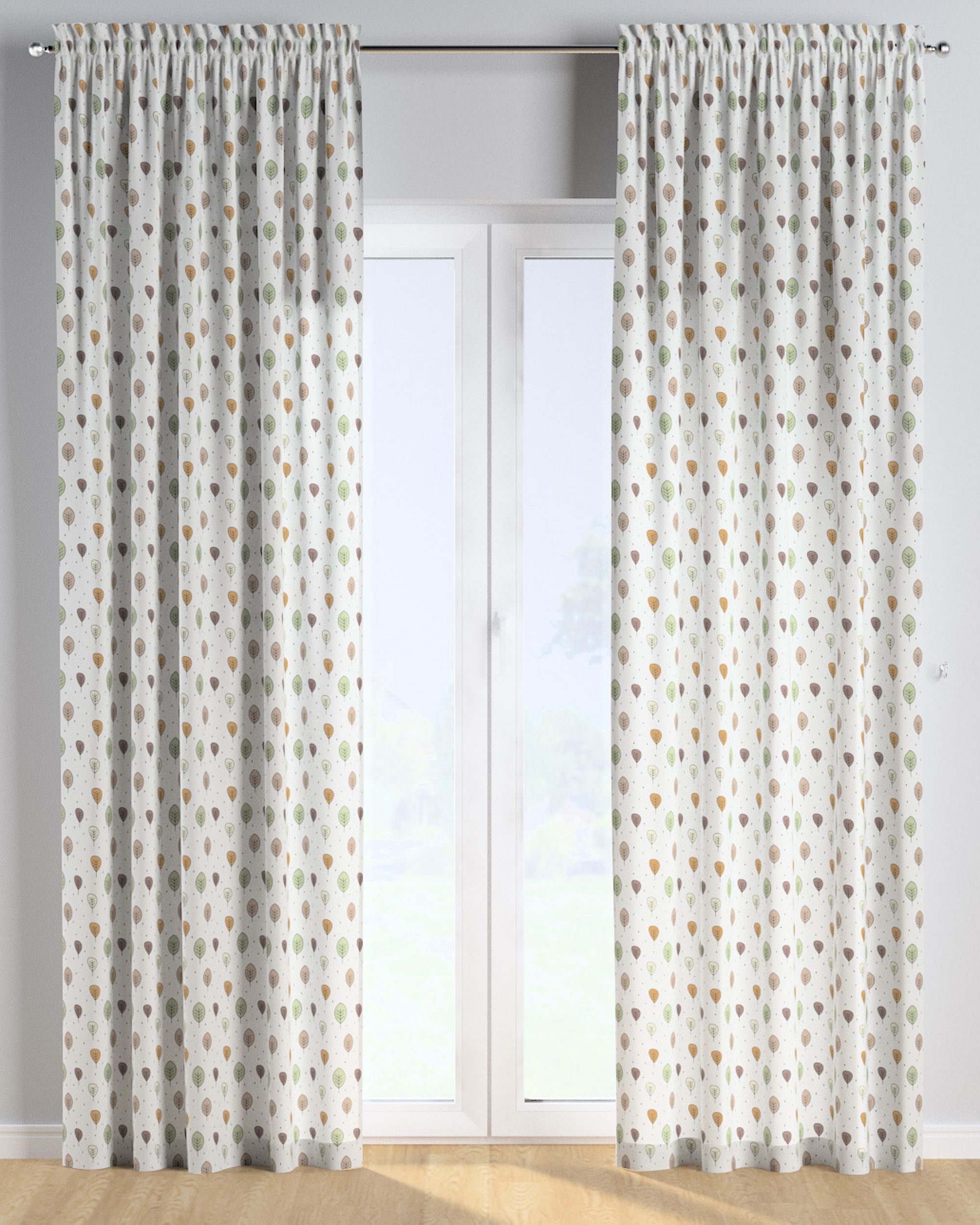 Slot and frill curtains colour brown fabric patterned (hover)