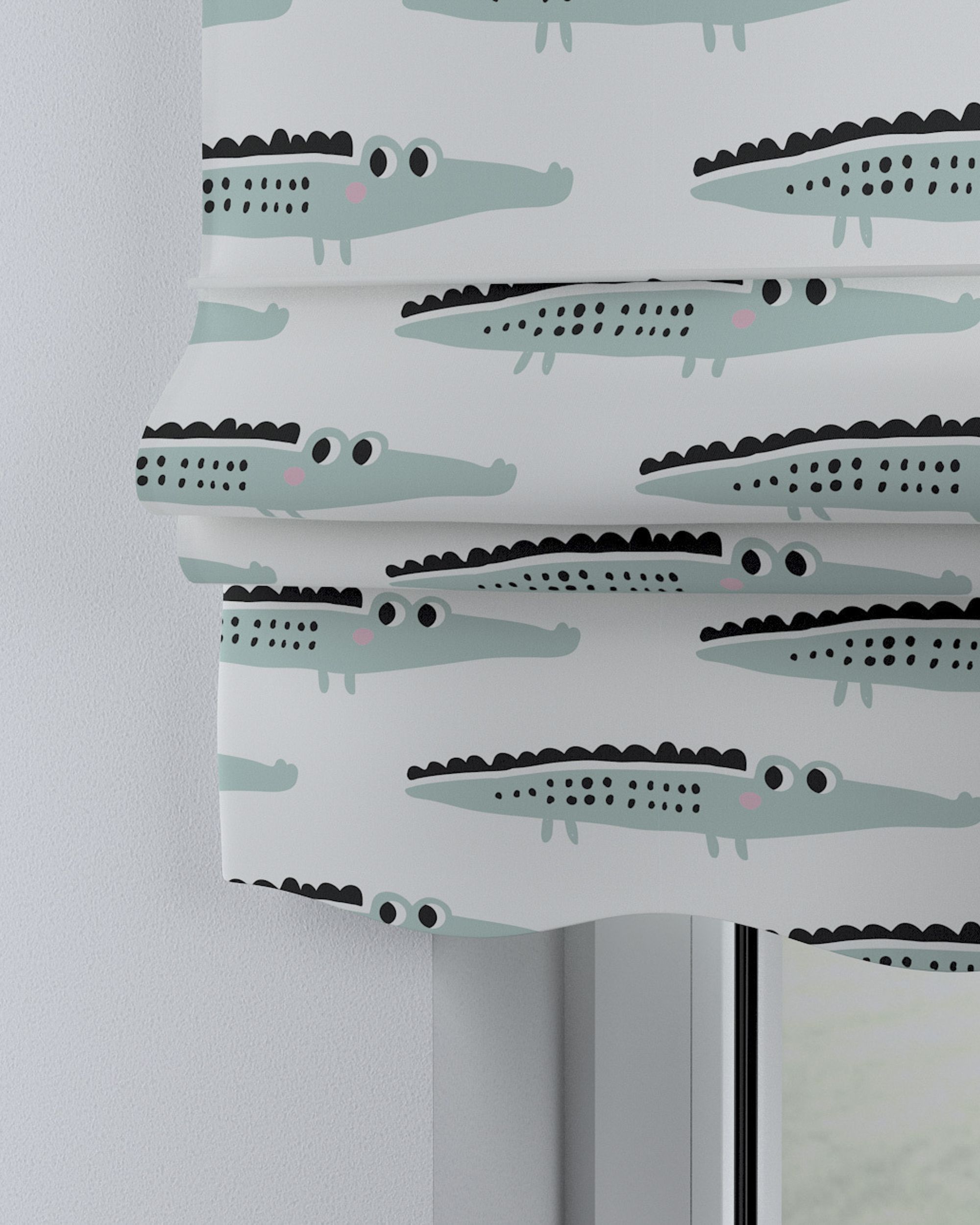 Mela roman blind colour green fabric patterned (hover)