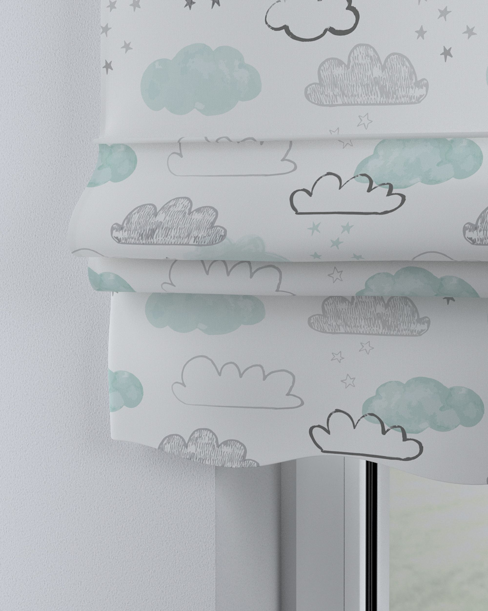 Mela roman blind colour white fabric patterned (hover)