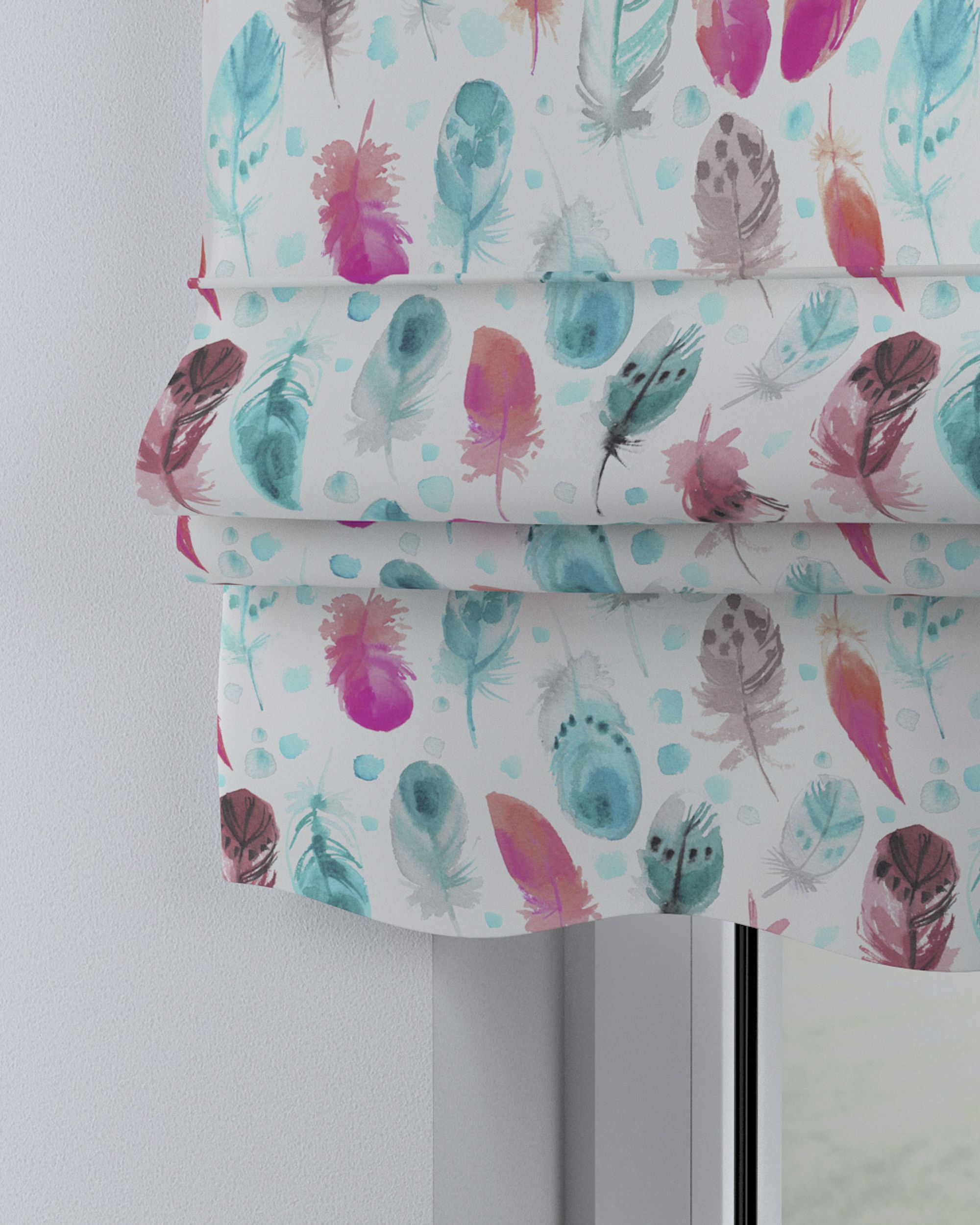 Mela roman blind colour blue fabric patterned (hover)