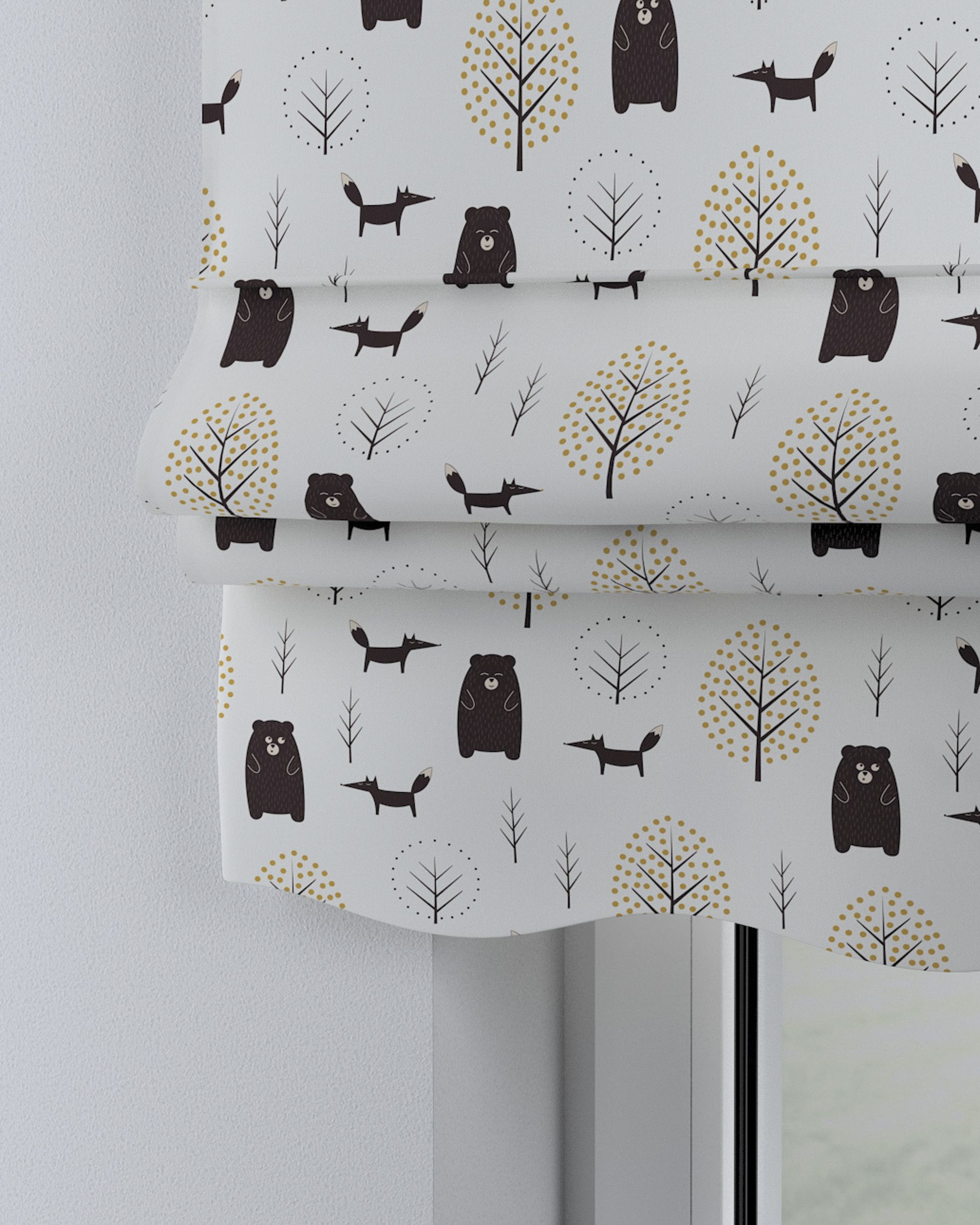 Mela roman blind colour brown fabric patterned (hover)