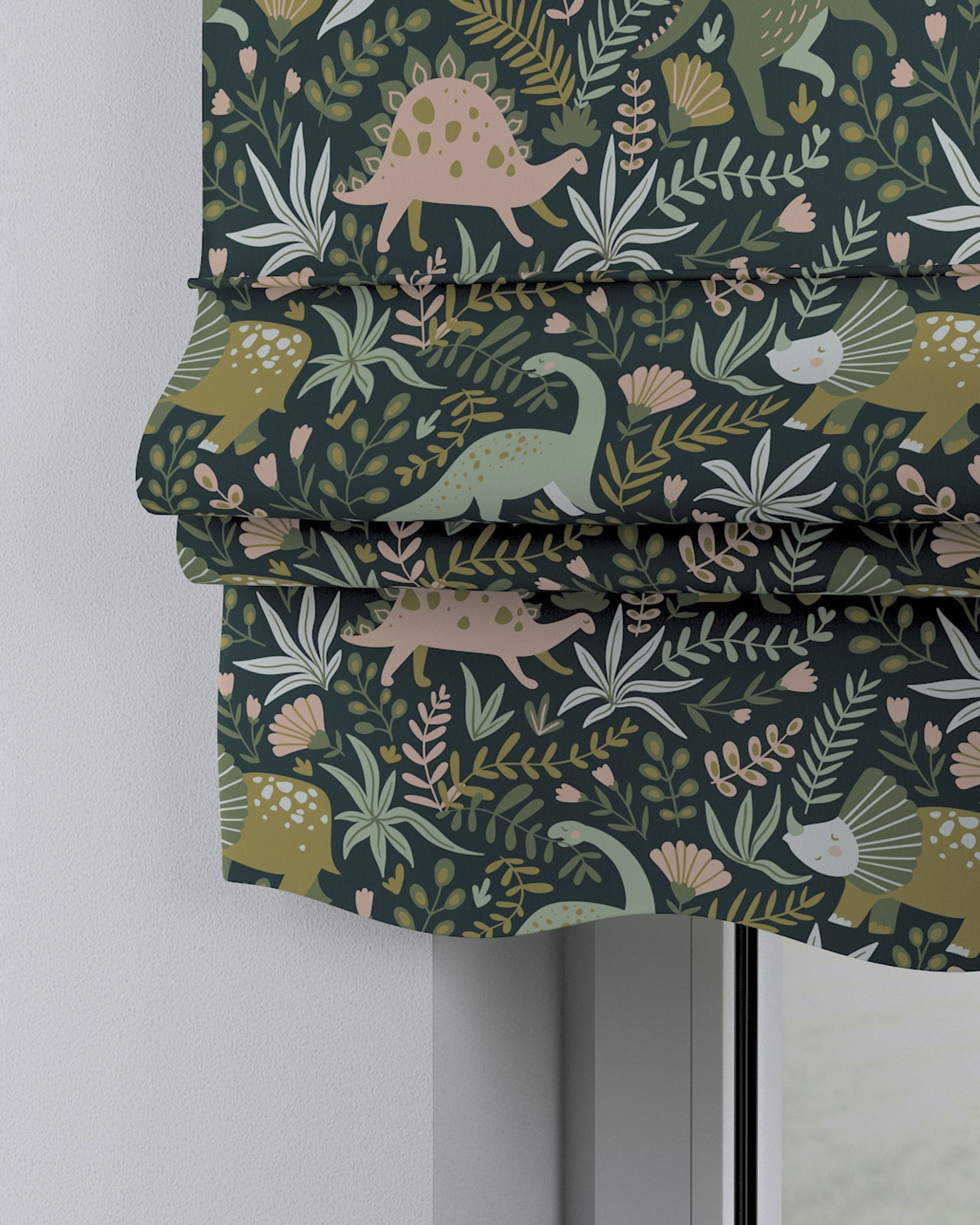 Mela roman blind colour green fabric patterned (hover)