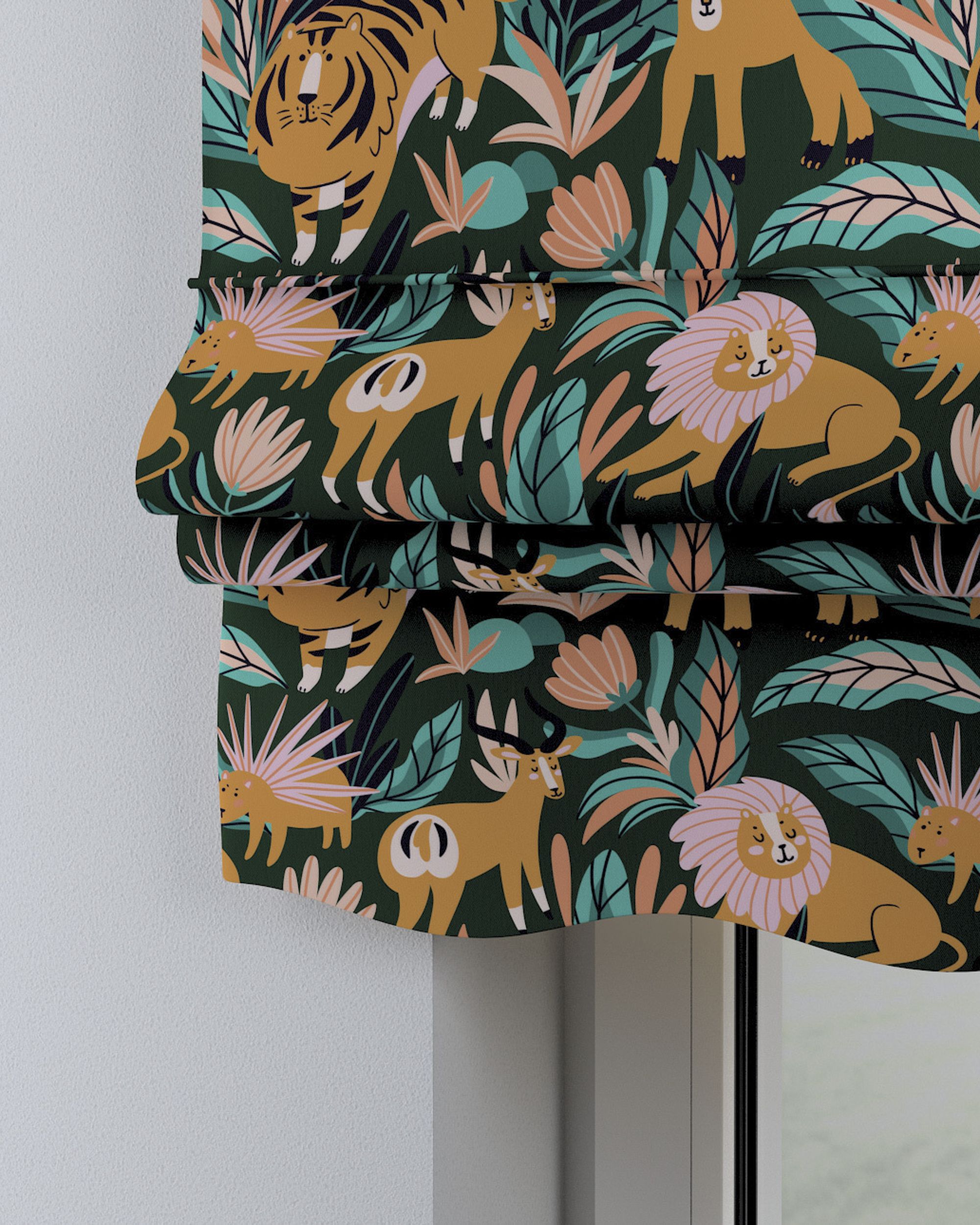 Mela roman blind colour orange fabric patterned (hover)
