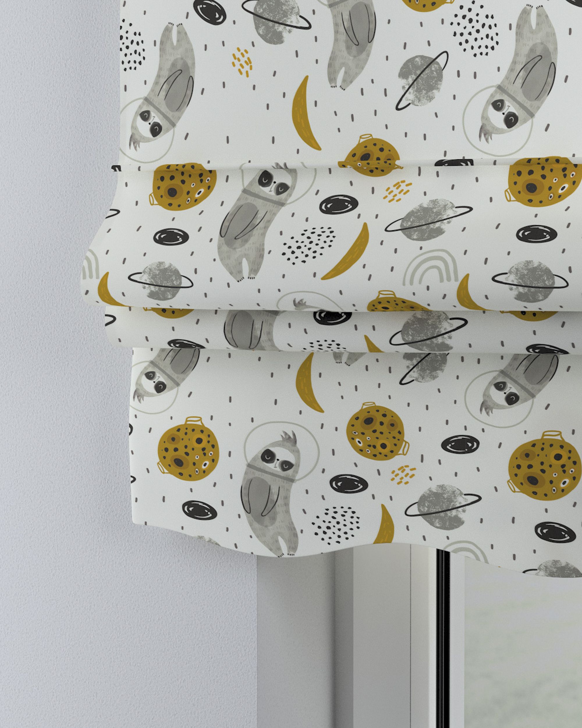 Mela roman blind colour white fabric patterned (hover)