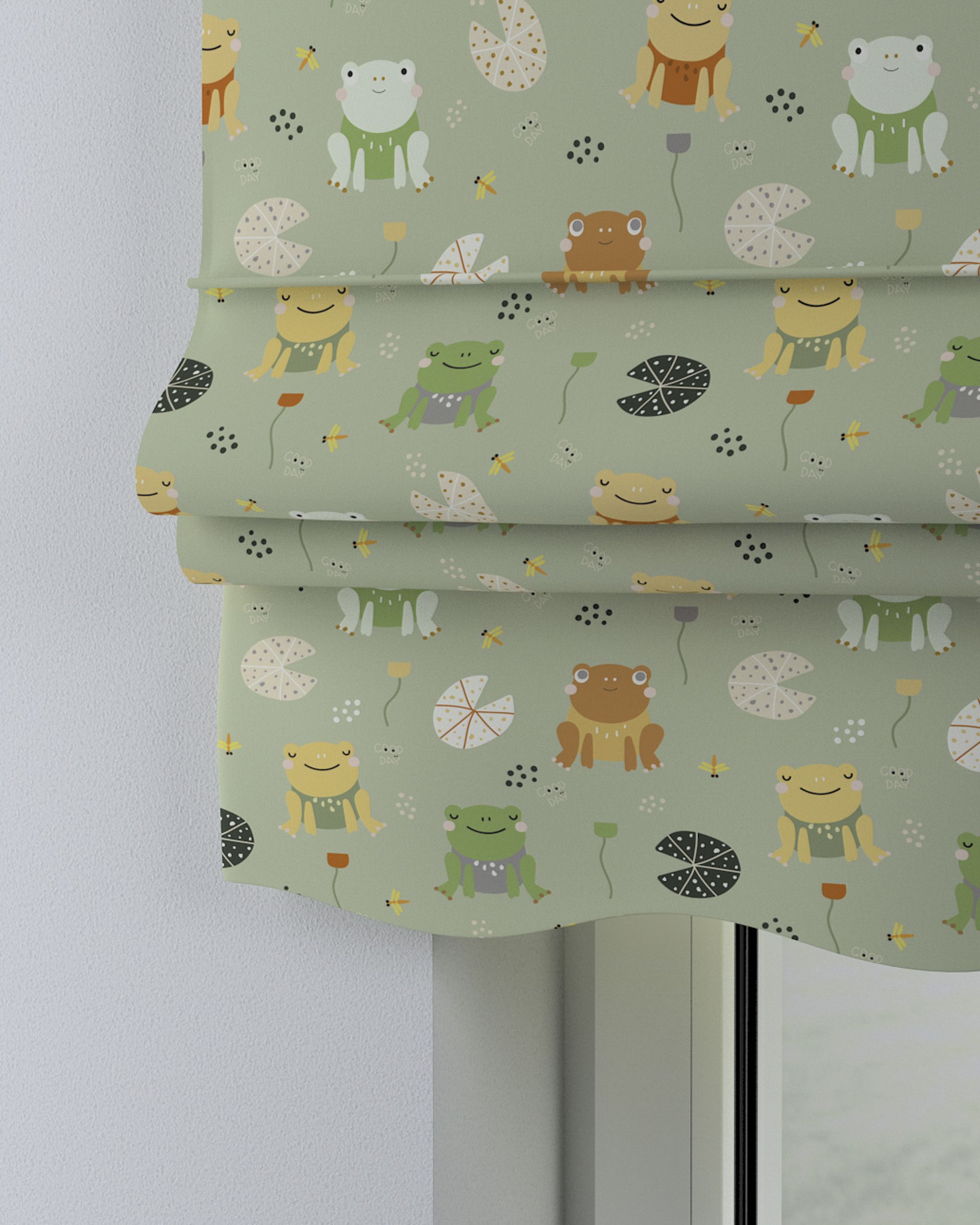 Mela roman blind colour green fabric patterned (hover)