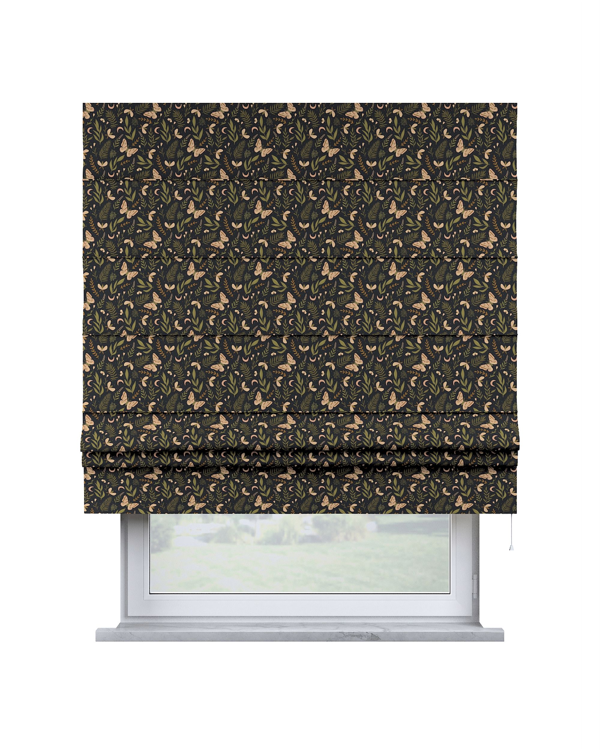 Sammy roman blind colour black fabric patterned
