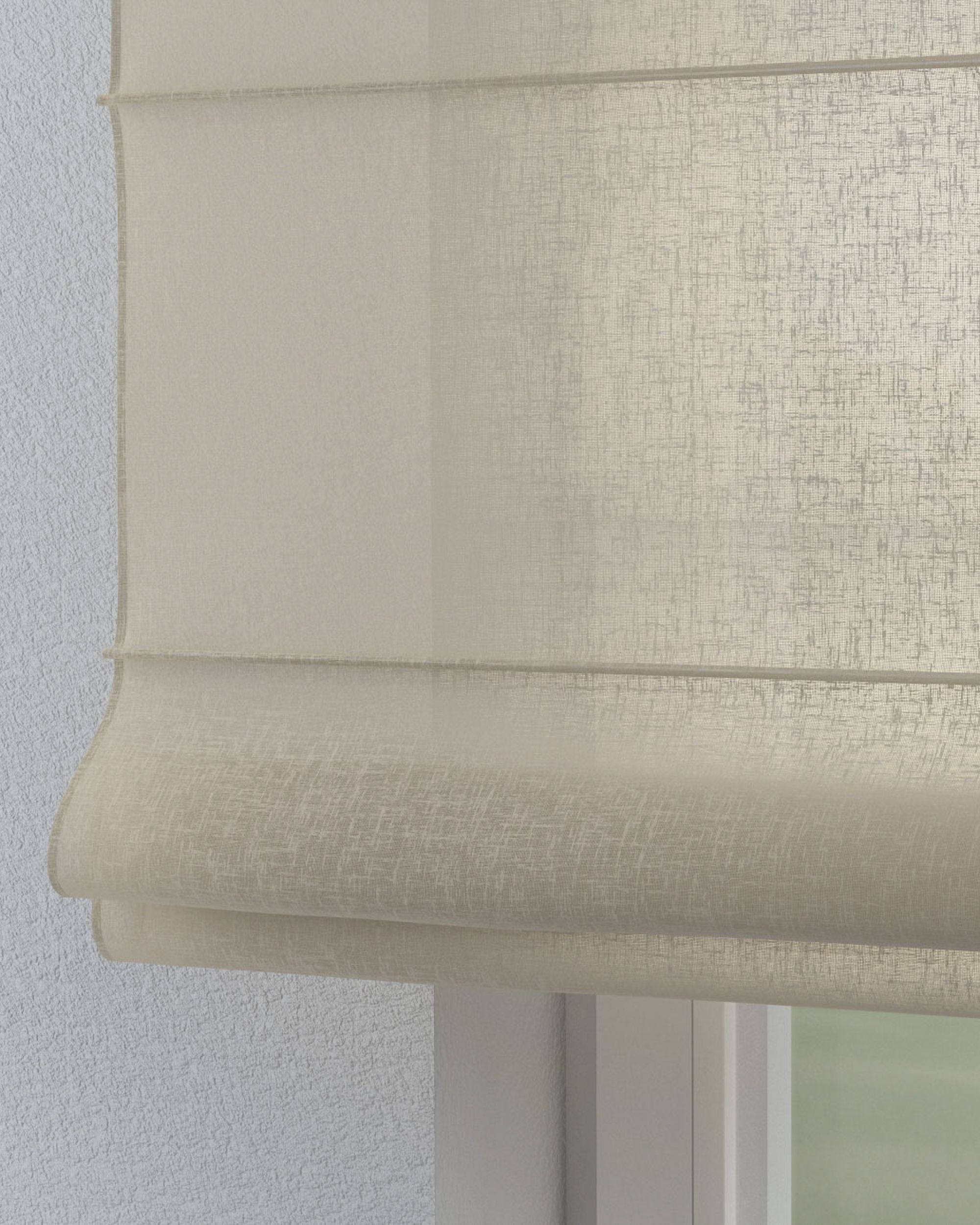 Oli tab top roman blind colour beige fabric semi-sheer, structured (hover)