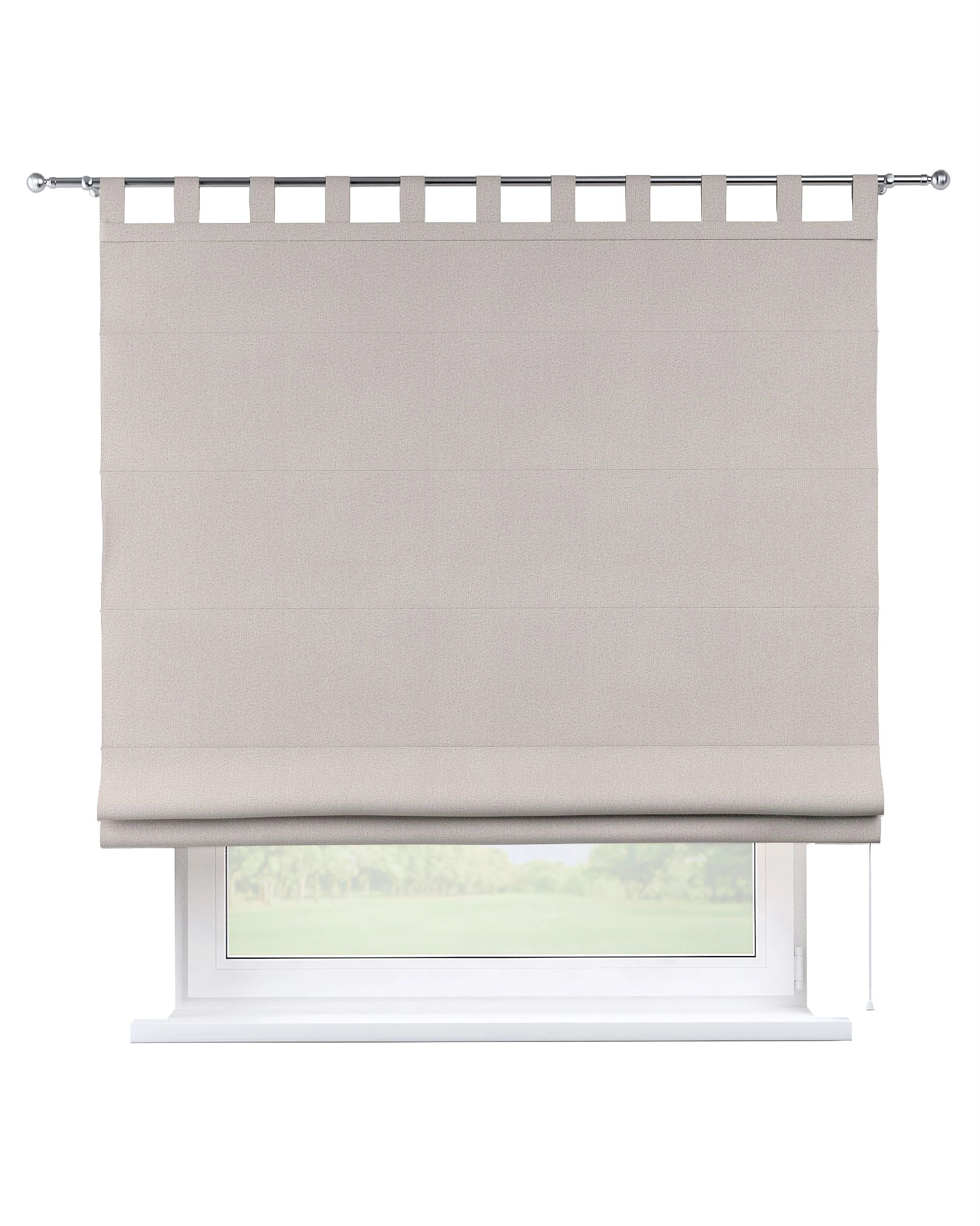 Oli tab top roman blind colour beige fabric structured, blackout