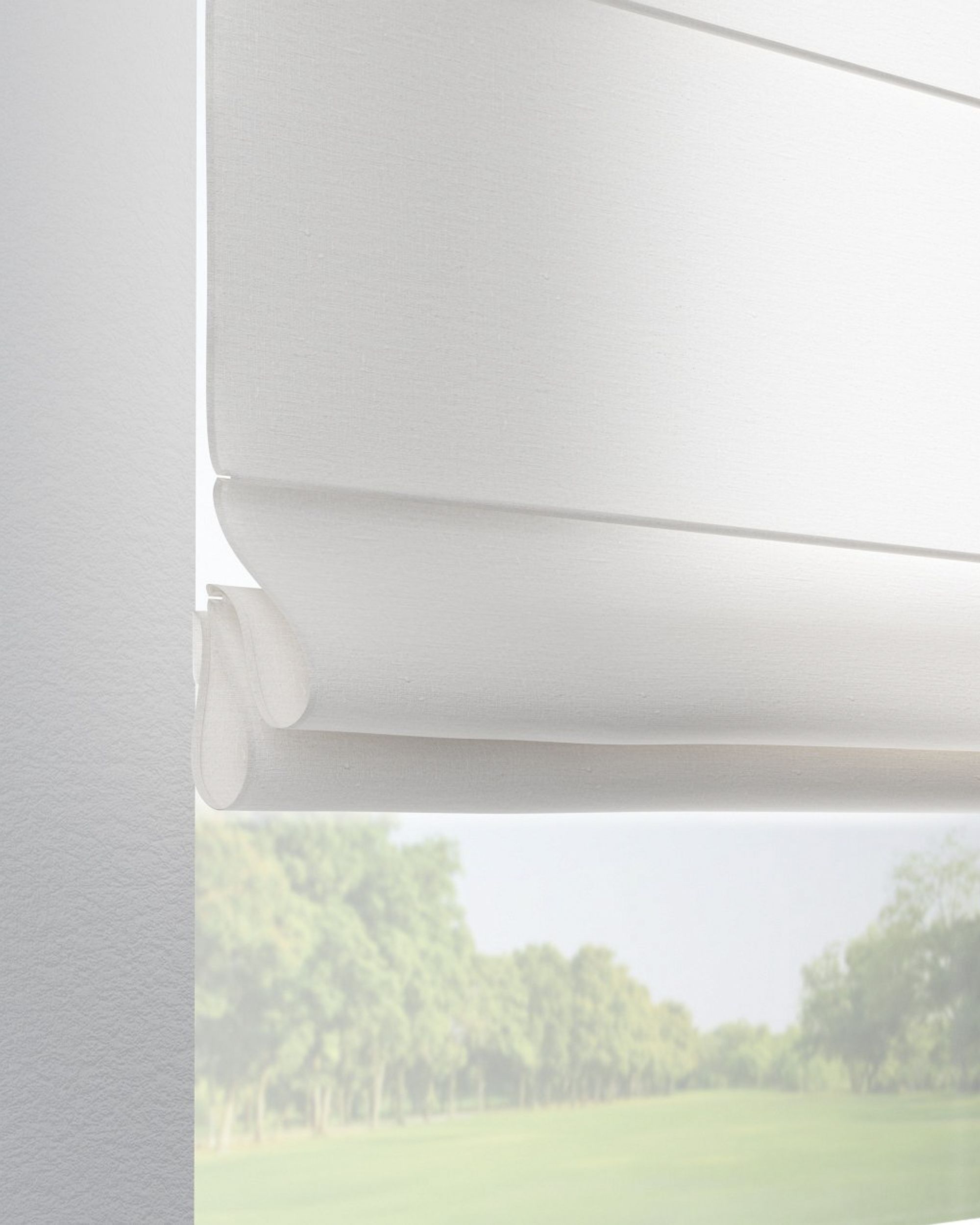 Oli tab top roman blind colour white fabric semi-sheer, structured (hover)