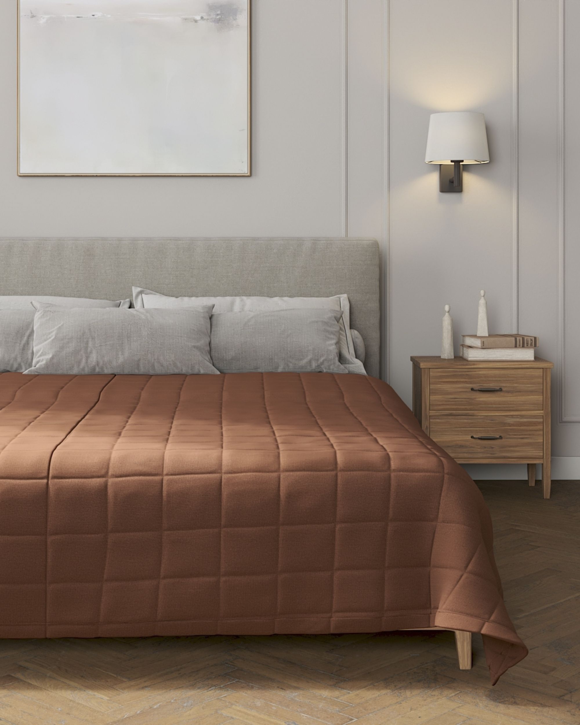 Check quilted throw colour brown (hover)