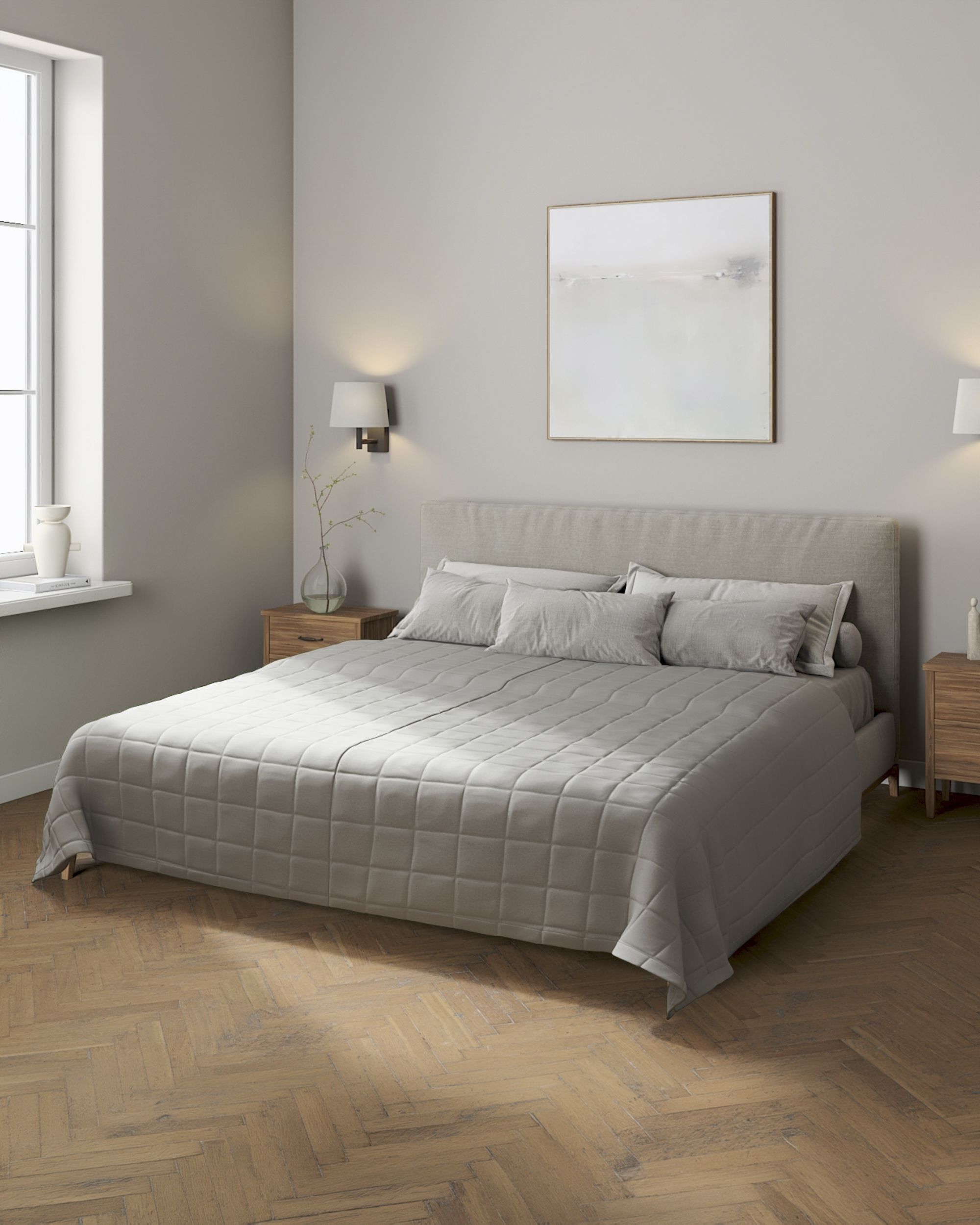 Check quilted throw colour grey