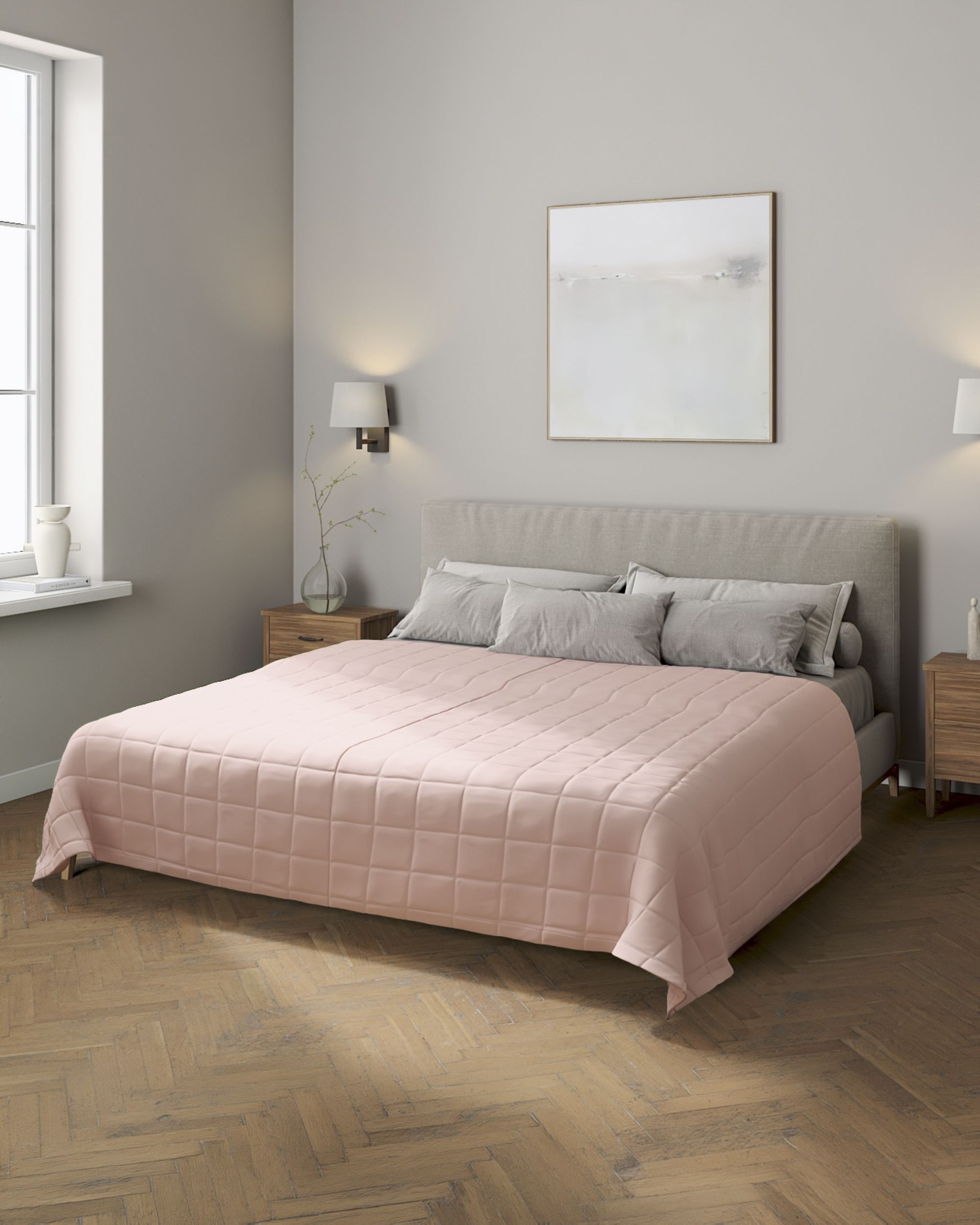 Check quilted throw colour pink