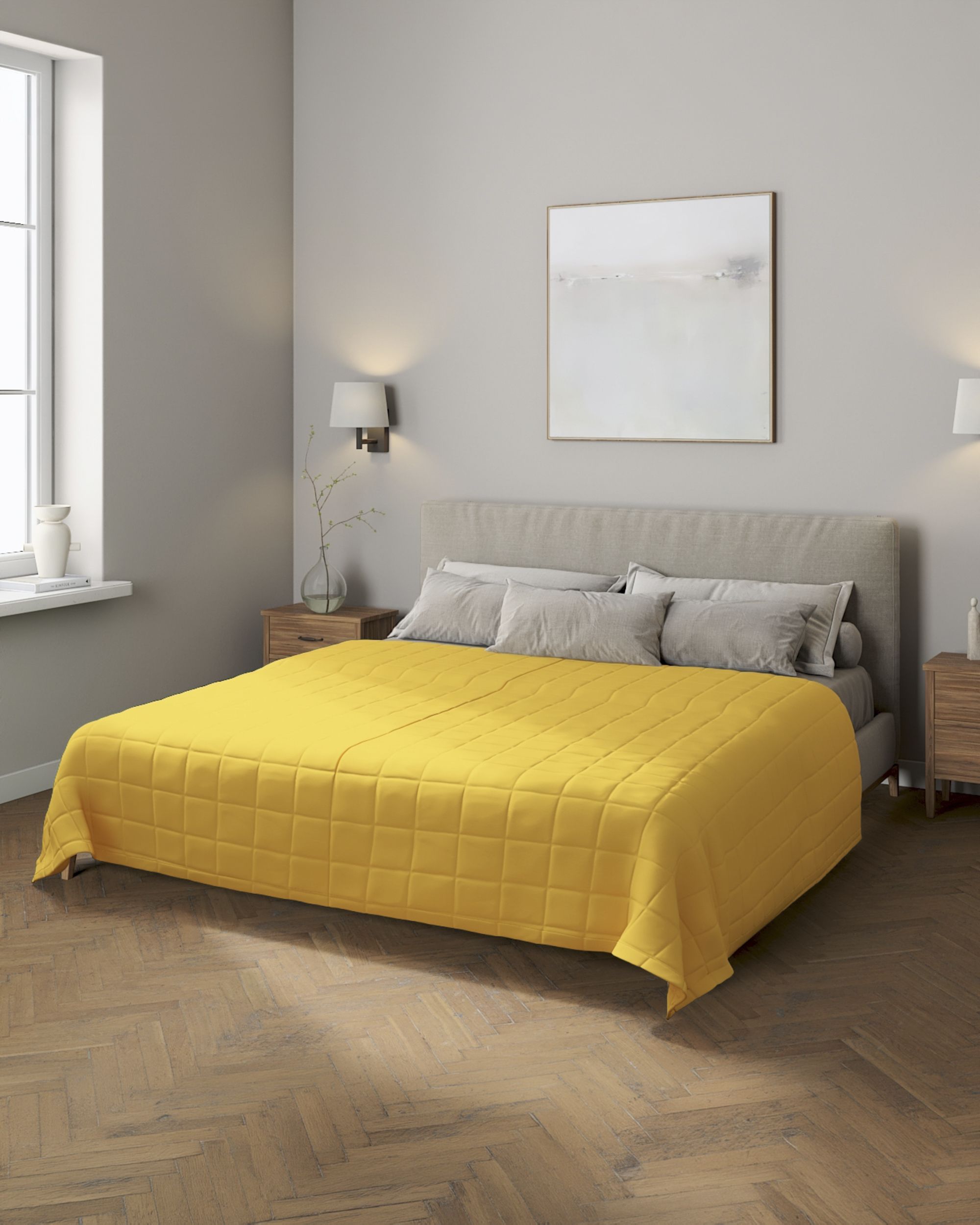 Check quilted throw colour yellow