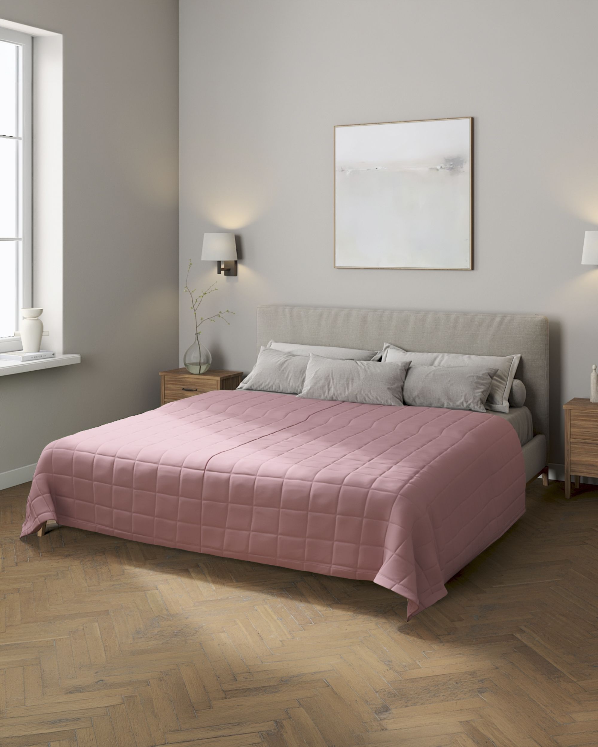 Check quilted throw colour pink