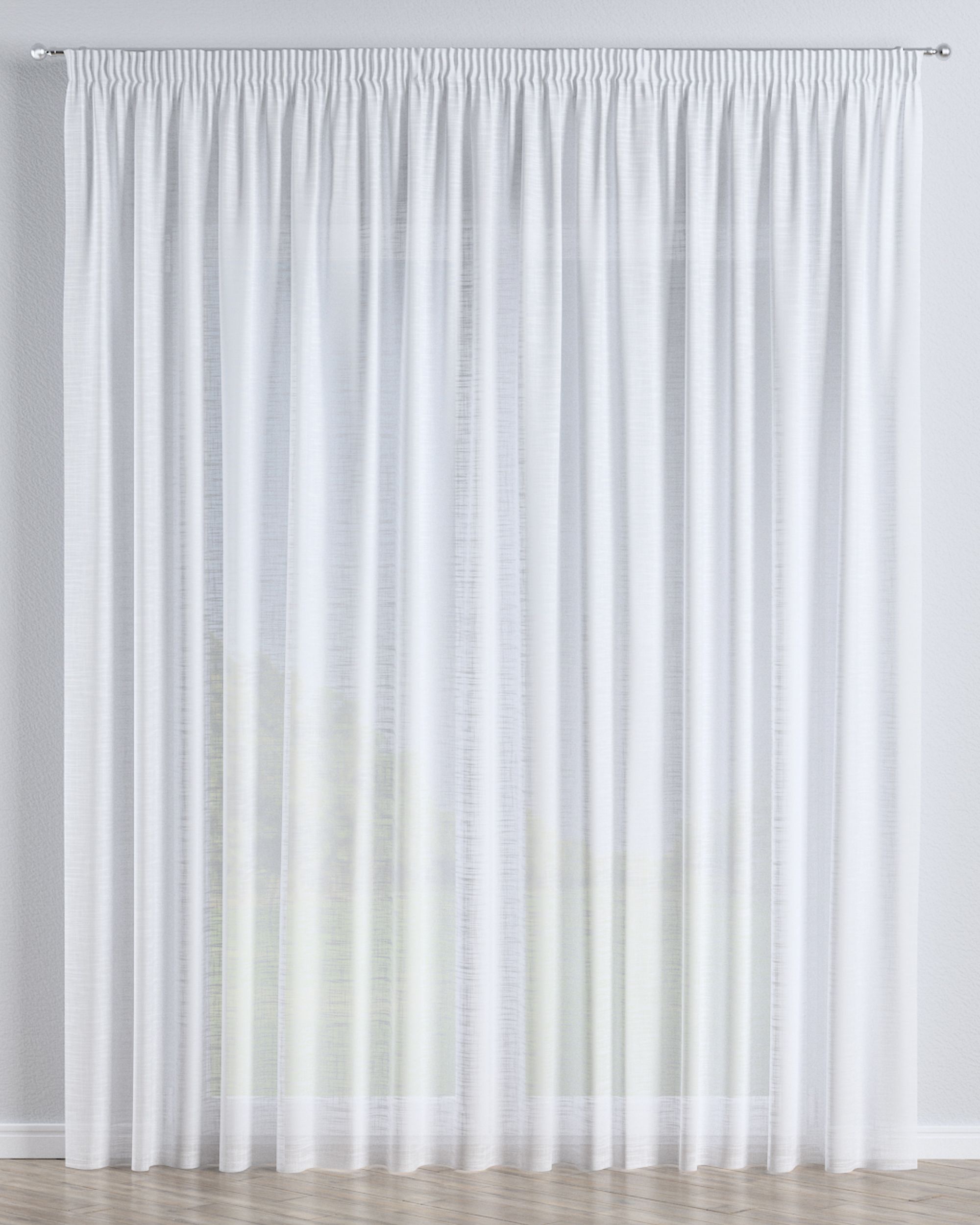 Pencil pleat voile/net curtain colour white fabric semi-sheer, structured
