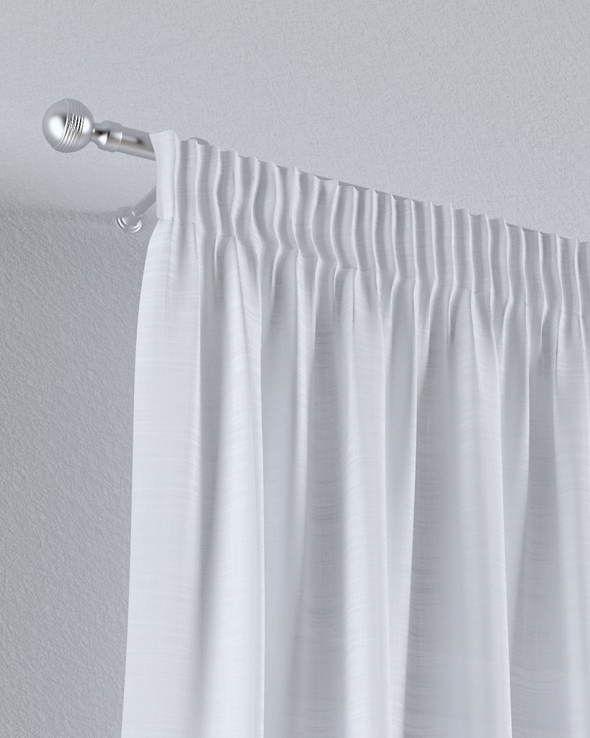 Pencil pleat voile/net curtain colour white fabric semi-sheer, structured (hover)