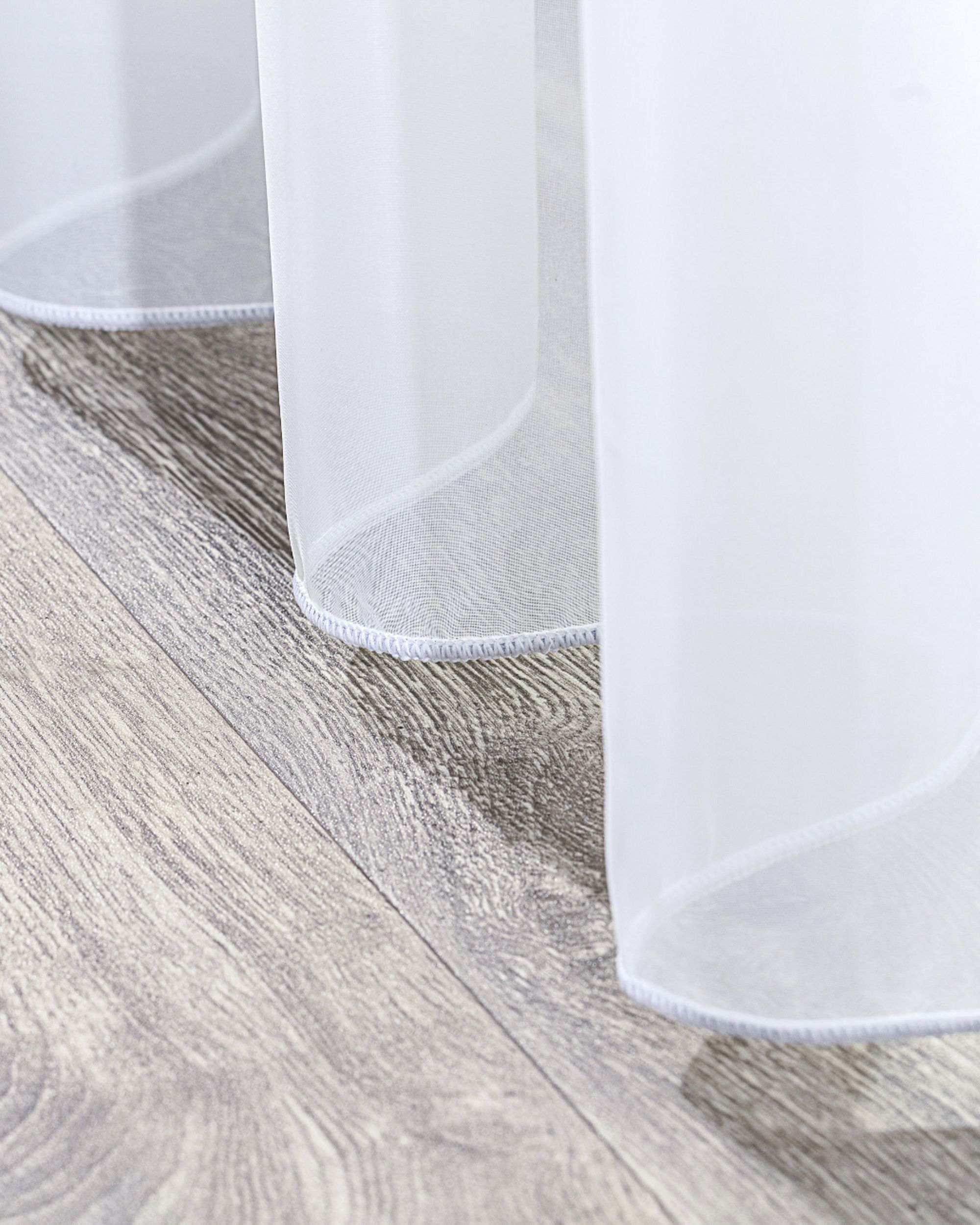Pencil pleat voile/net curtain colour white fabric semi-sheer, structured (hover)
