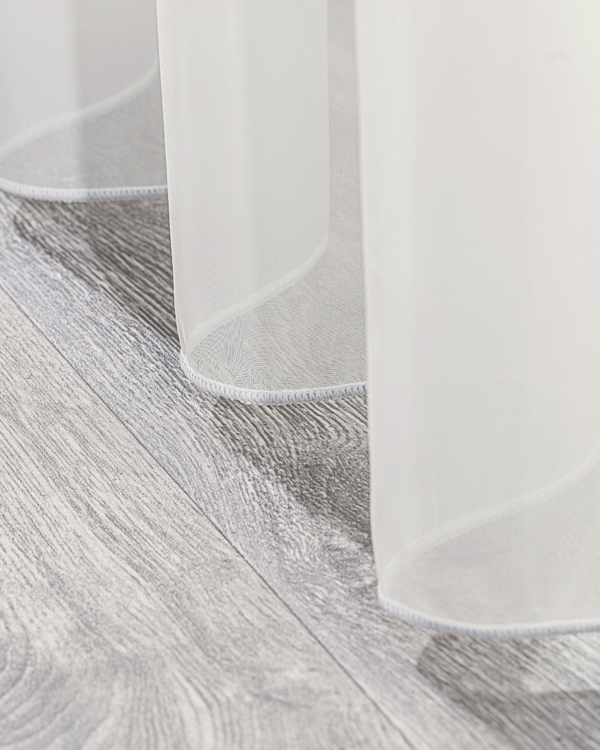 Pencil pleat voile/net curtain colour cream fabric semi-sheer, structured (hover)