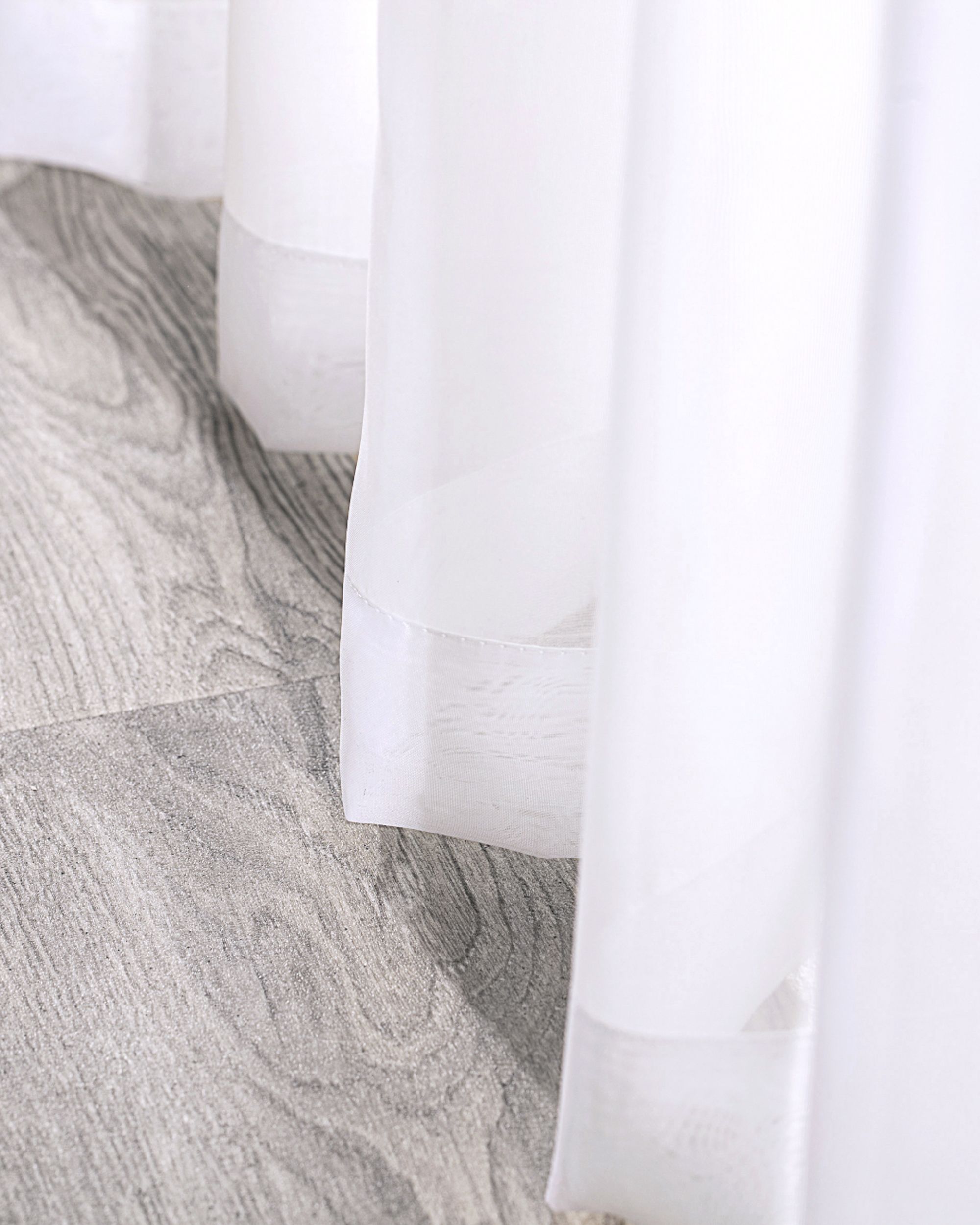 Pencil pleat voile/net curtain colour white fabric semi-sheer, gloss (hover)