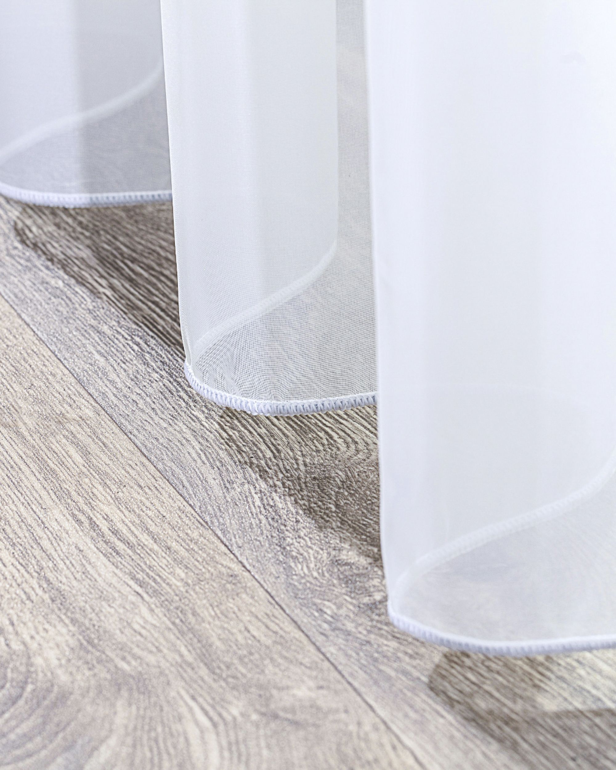 Pencil pleat voile/net curtain colour white fabric semi-sheer, gloss (hover)