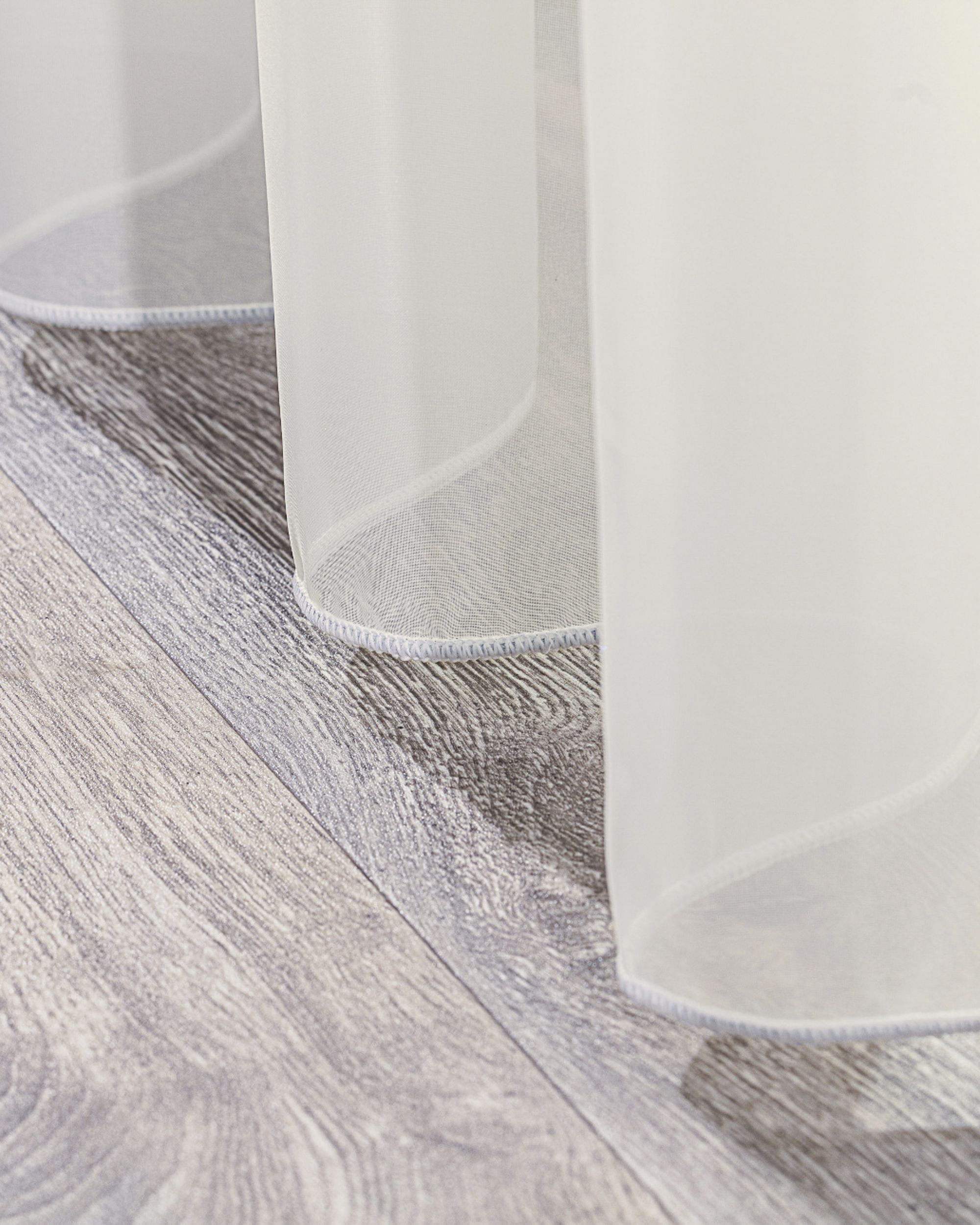 Pencil pleat voile/net curtain colour cream fabric semi-sheer, gloss (hover)