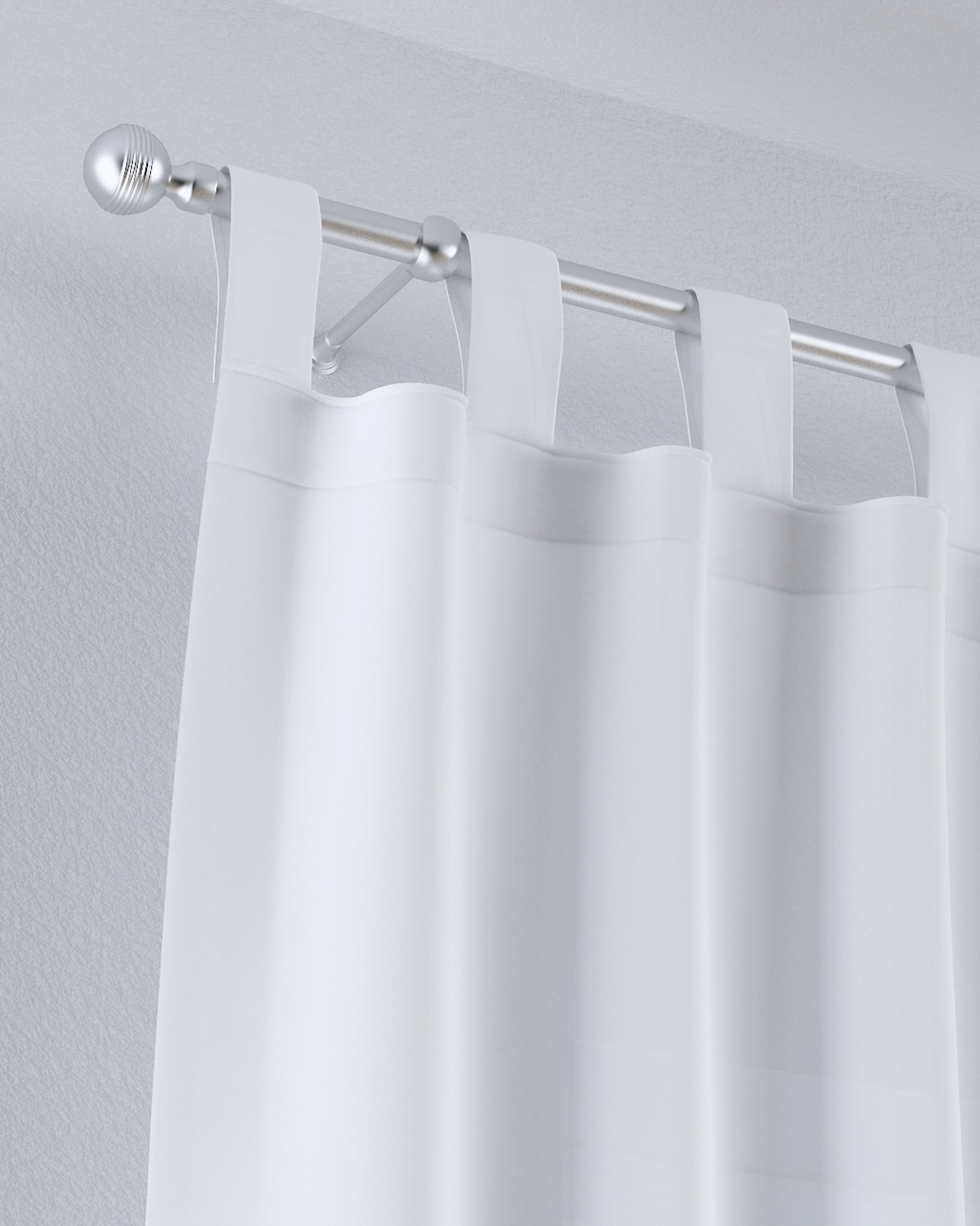 Tab top voile/net curtains colour white fabric semi-sheer, structured (hover)