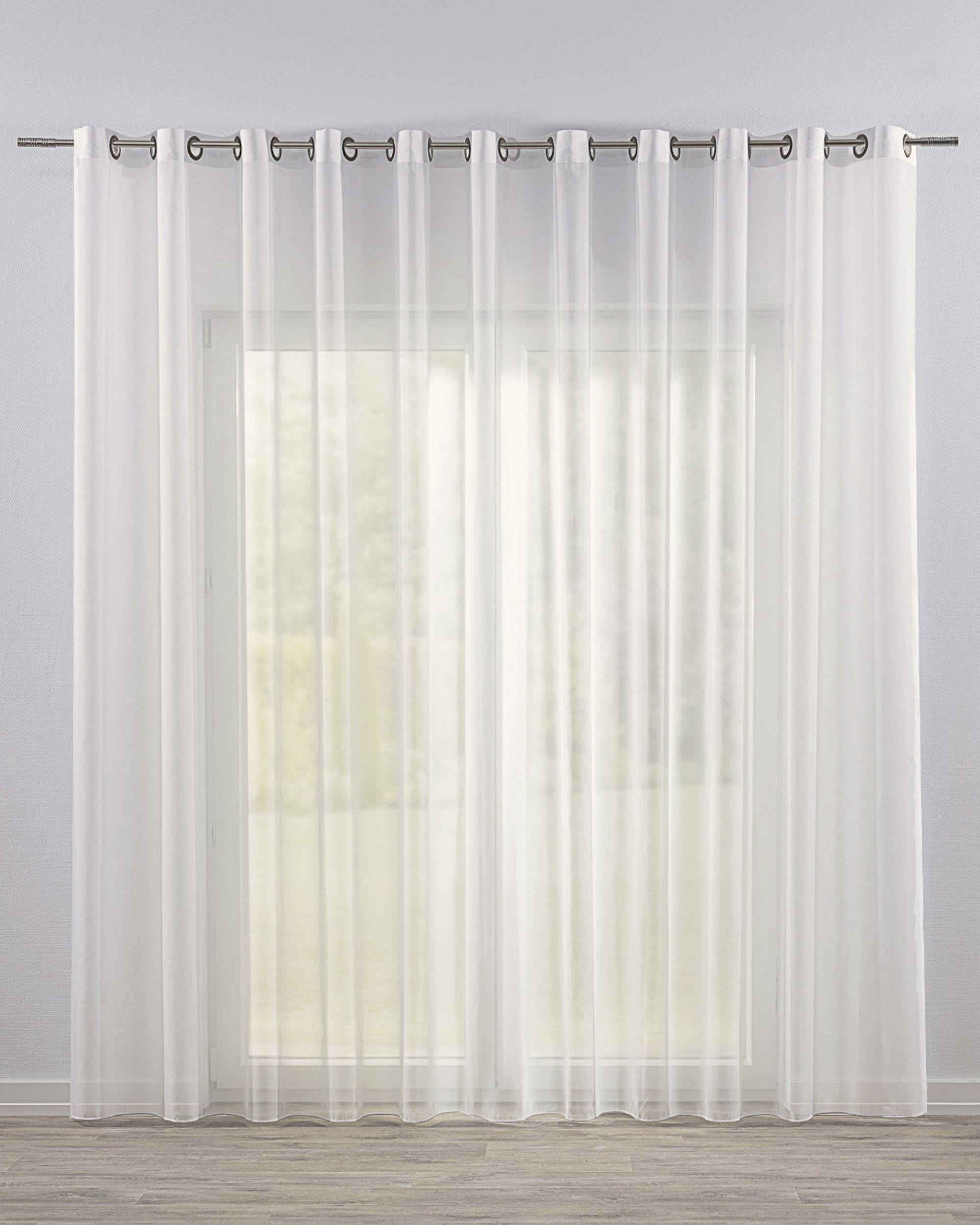 Eyelet voile/net curtains colour cream fabric semi-sheer, structured