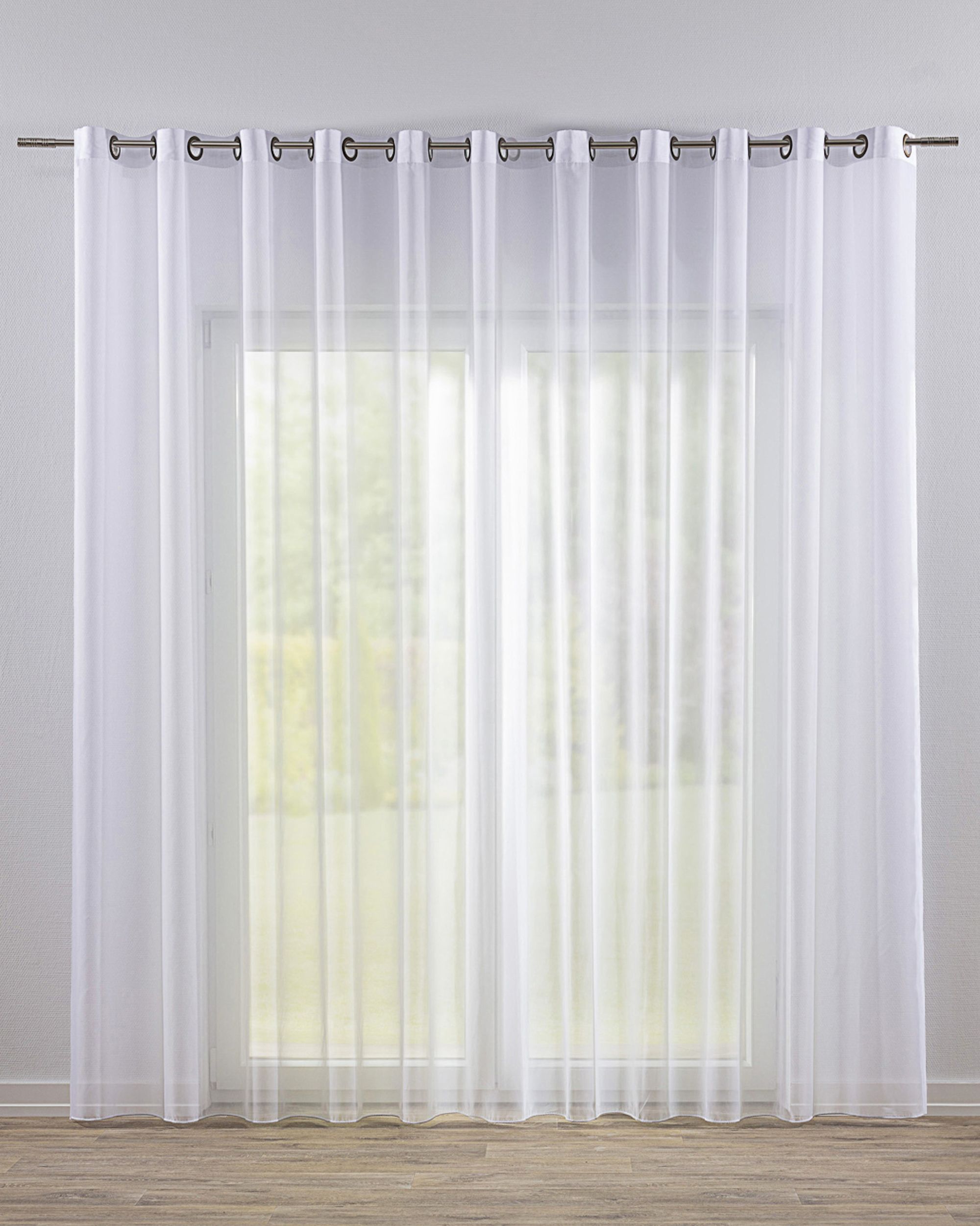 Eyelet voile/net curtains colour white fabric semi-sheer, gloss
