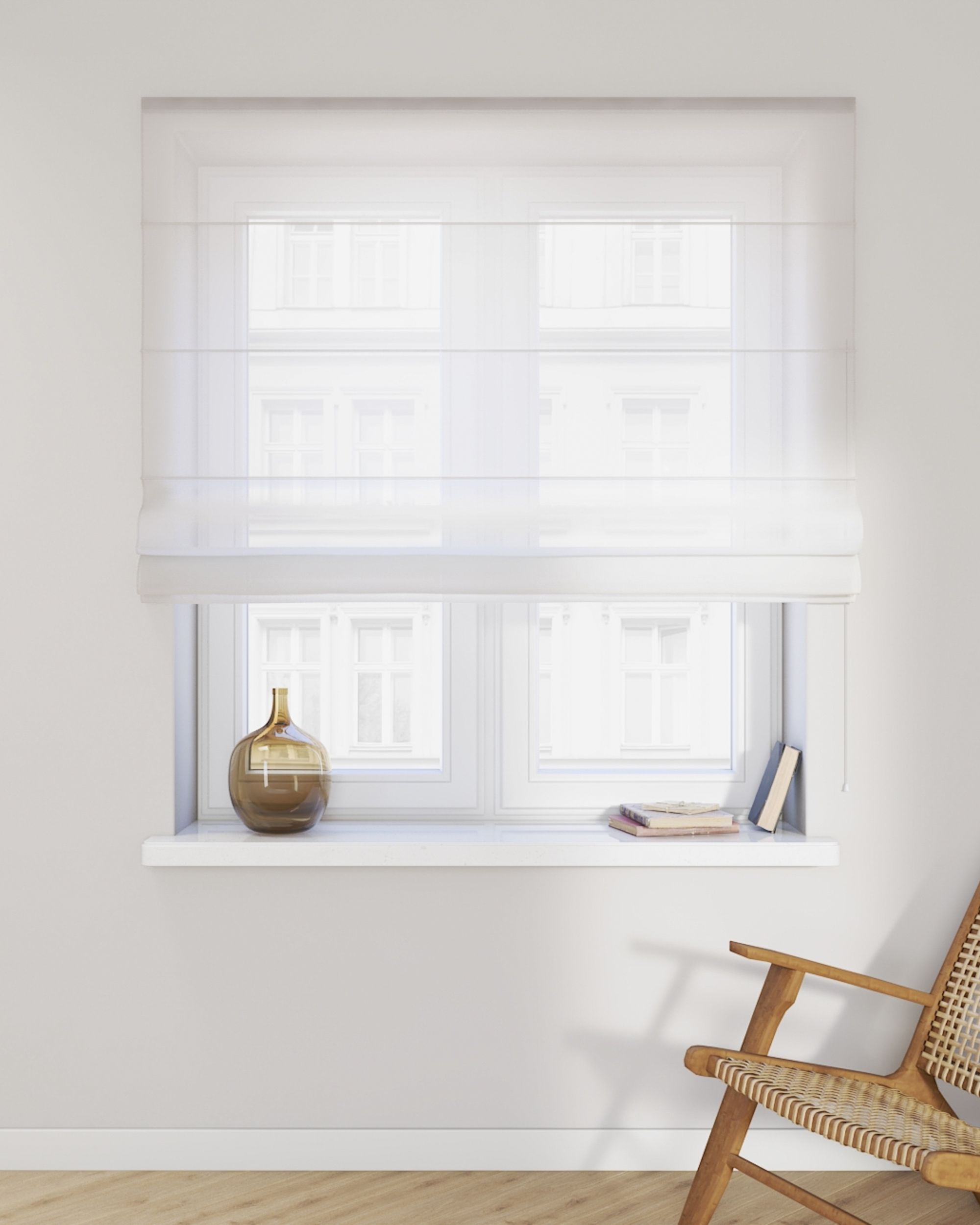 Fibi voile blind colour white fabric semi-sheer, structured (hover)