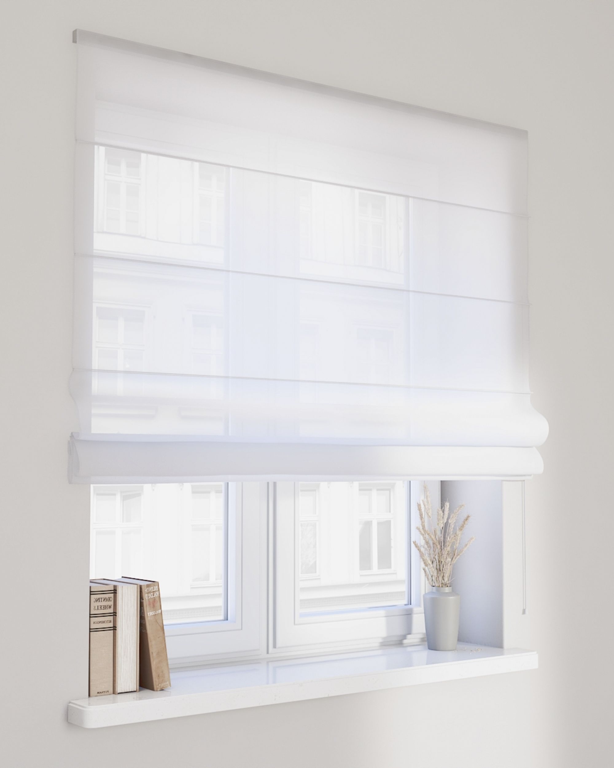 Fibi voile blind colour white fabric semi-sheer, gloss