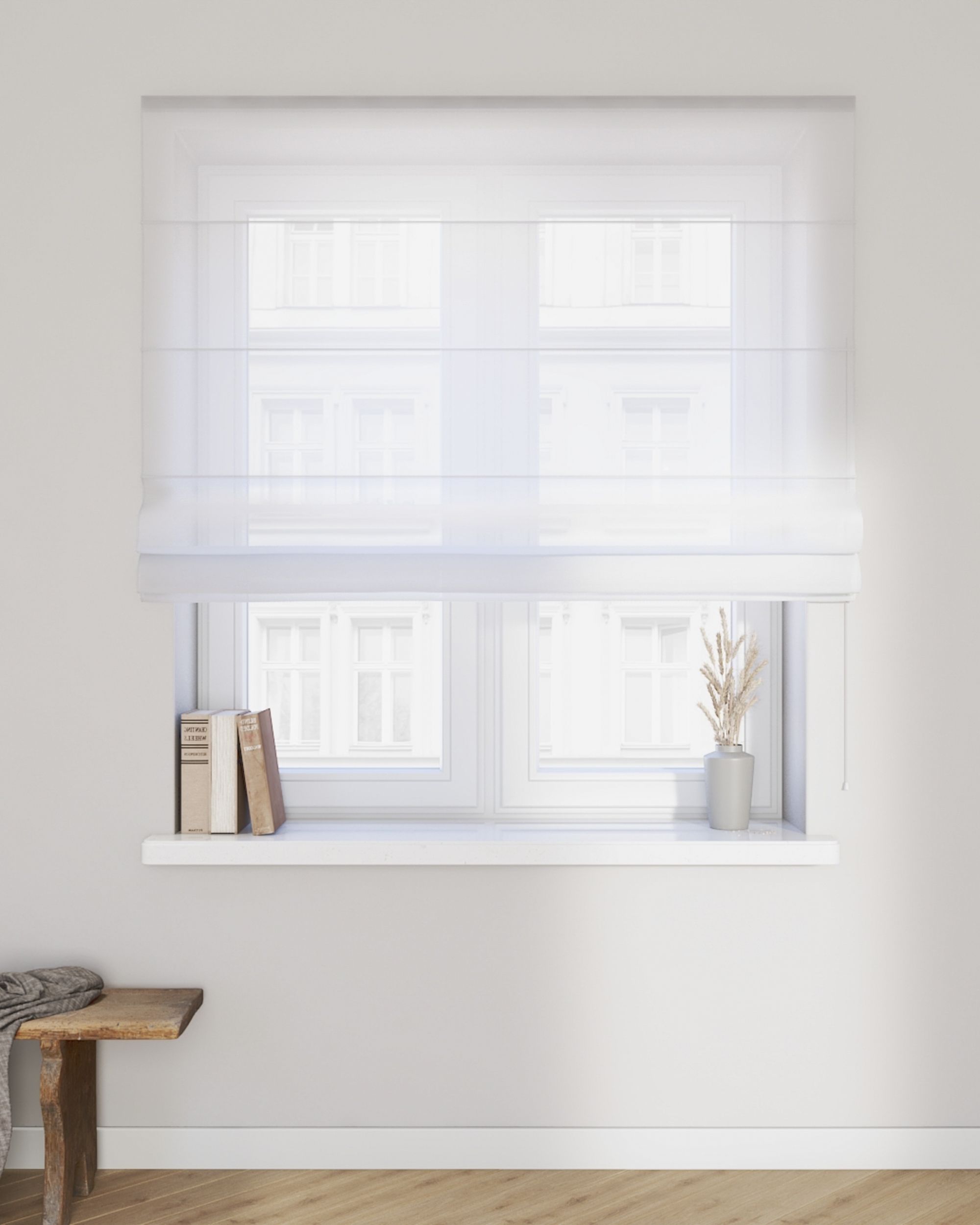 Fibi voile blind colour white fabric semi-sheer, gloss (hover)