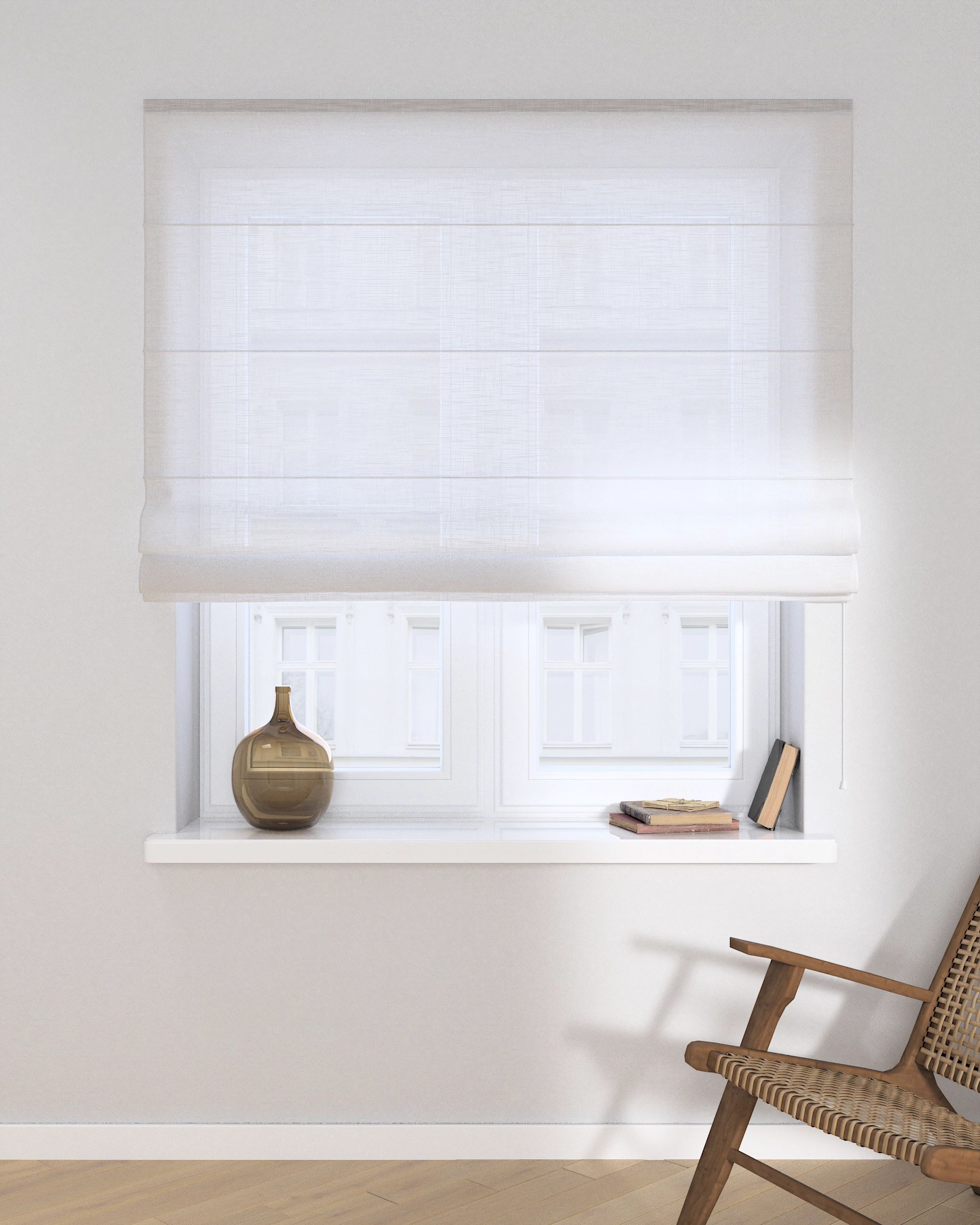 Billie roman blind colour white fabric semi-sheer, structured (hover)