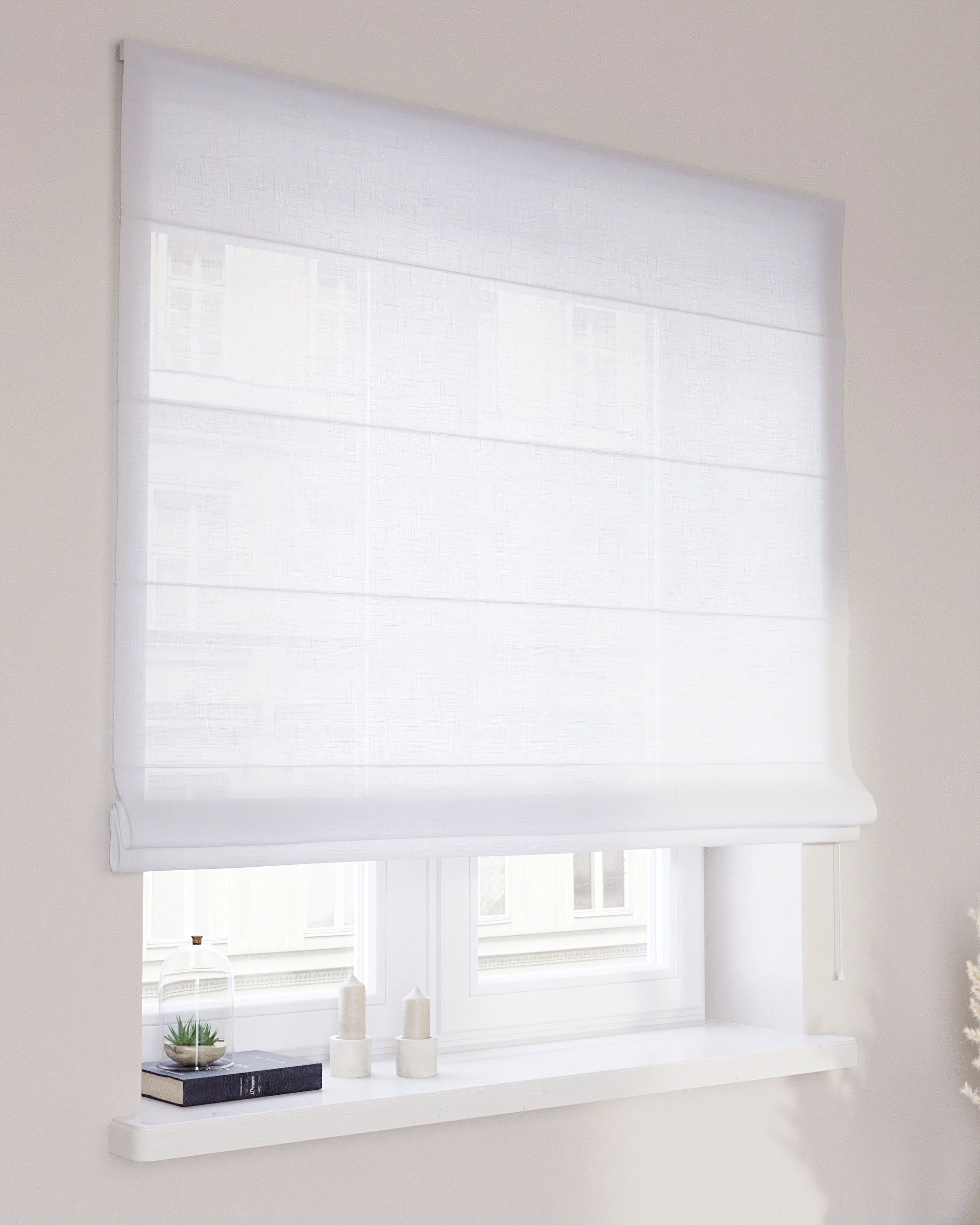 Billie roman blind colour white fabric semi-sheer, structured